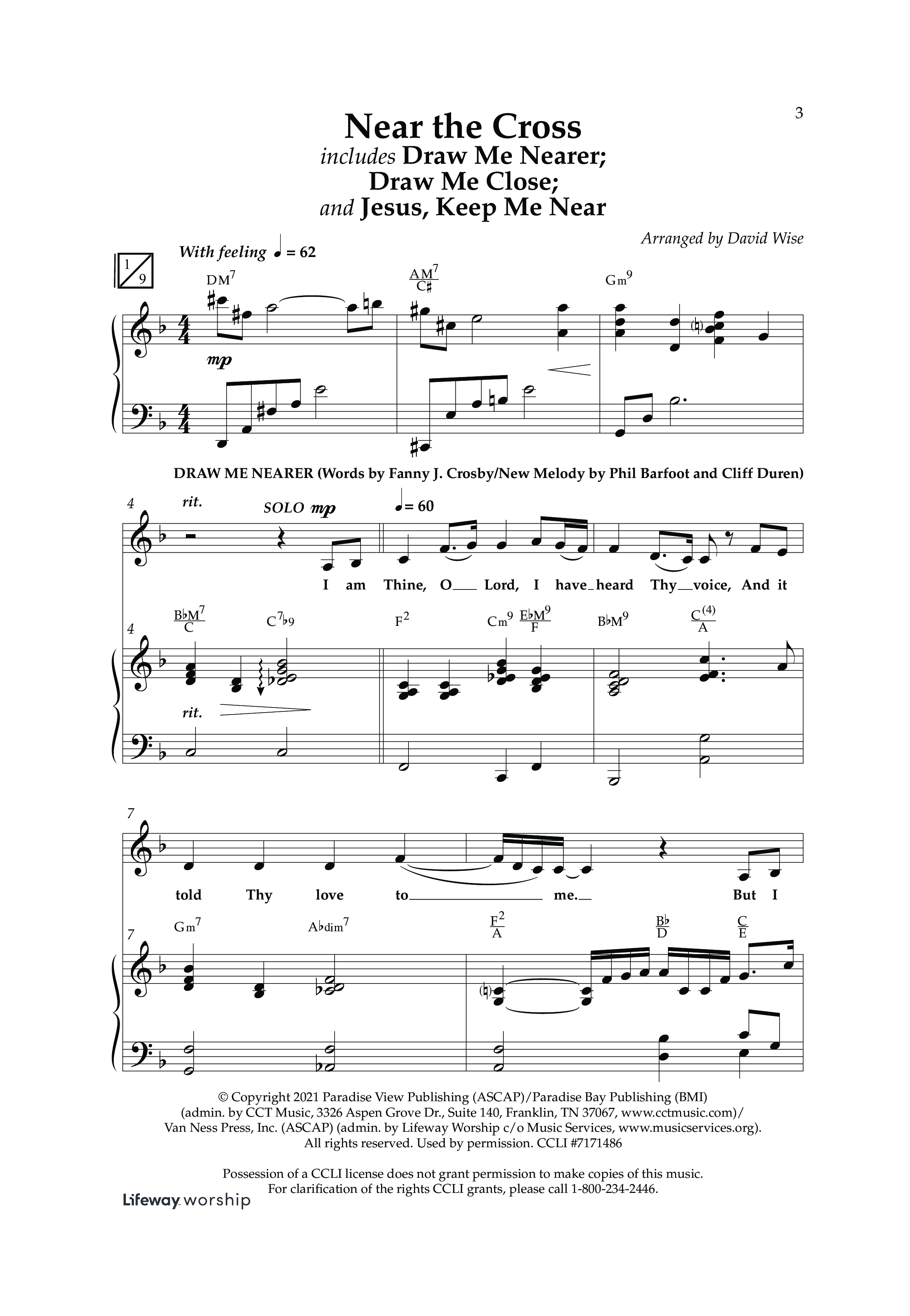 Near The Cross (Choral Anthem SATB) Anthem (SATB/Piano) (Lifeway Choral / Arr. David Wise / Orch. Cliff Duren)