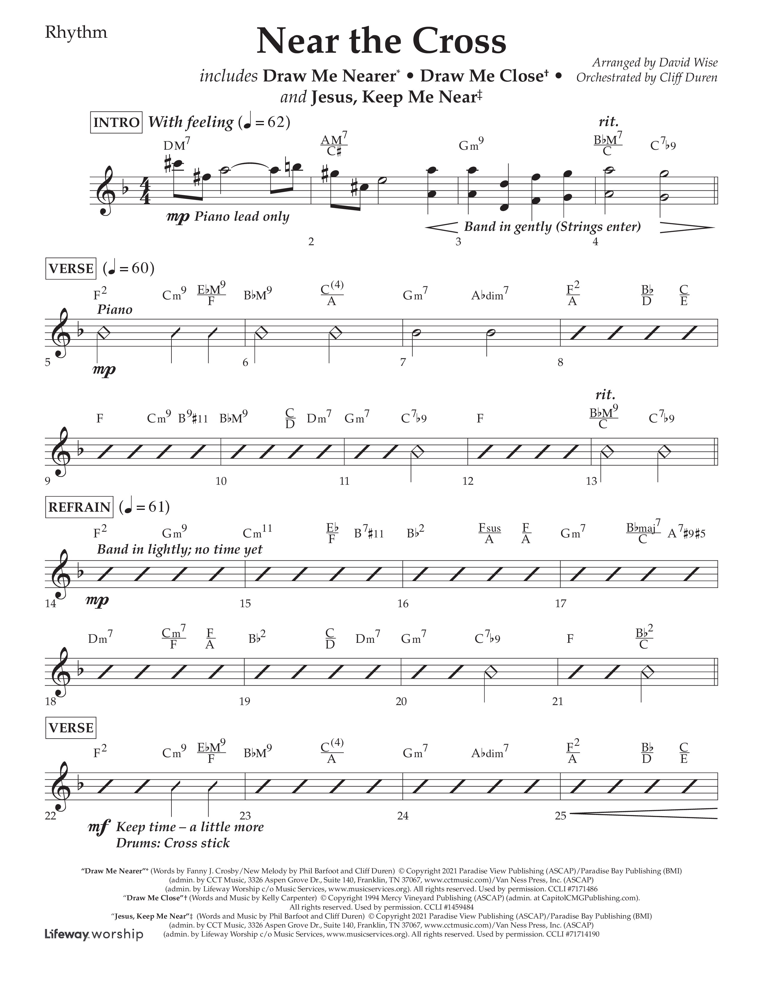 Near The Cross (Choral Anthem SATB) Lead Melody & Rhythm (Lifeway Choral / Arr. David Wise / Orch. Cliff Duren)