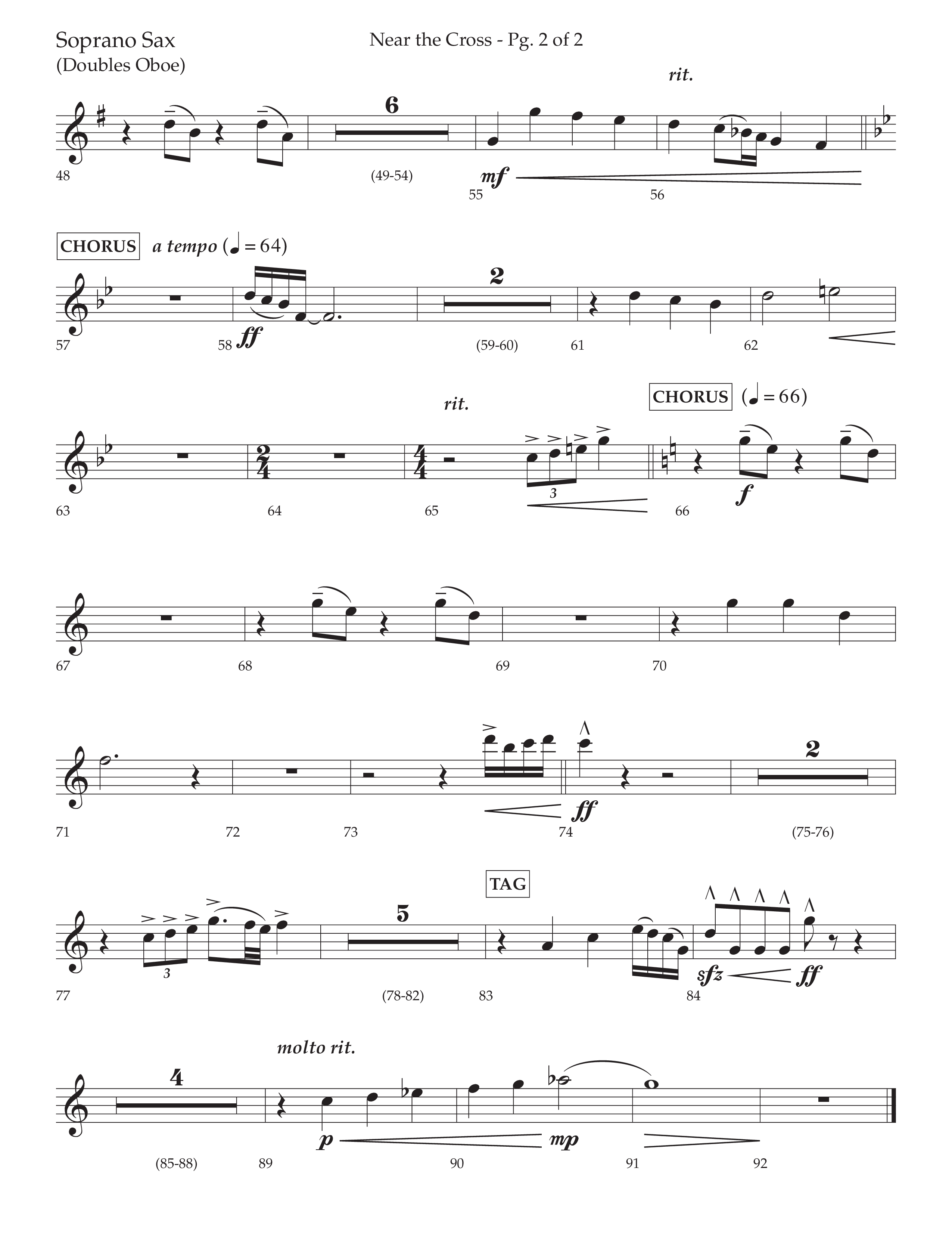 Near The Cross (Choral Anthem SATB) Soprano Sax (Lifeway Choral / Arr. David Wise / Orch. Cliff Duren)