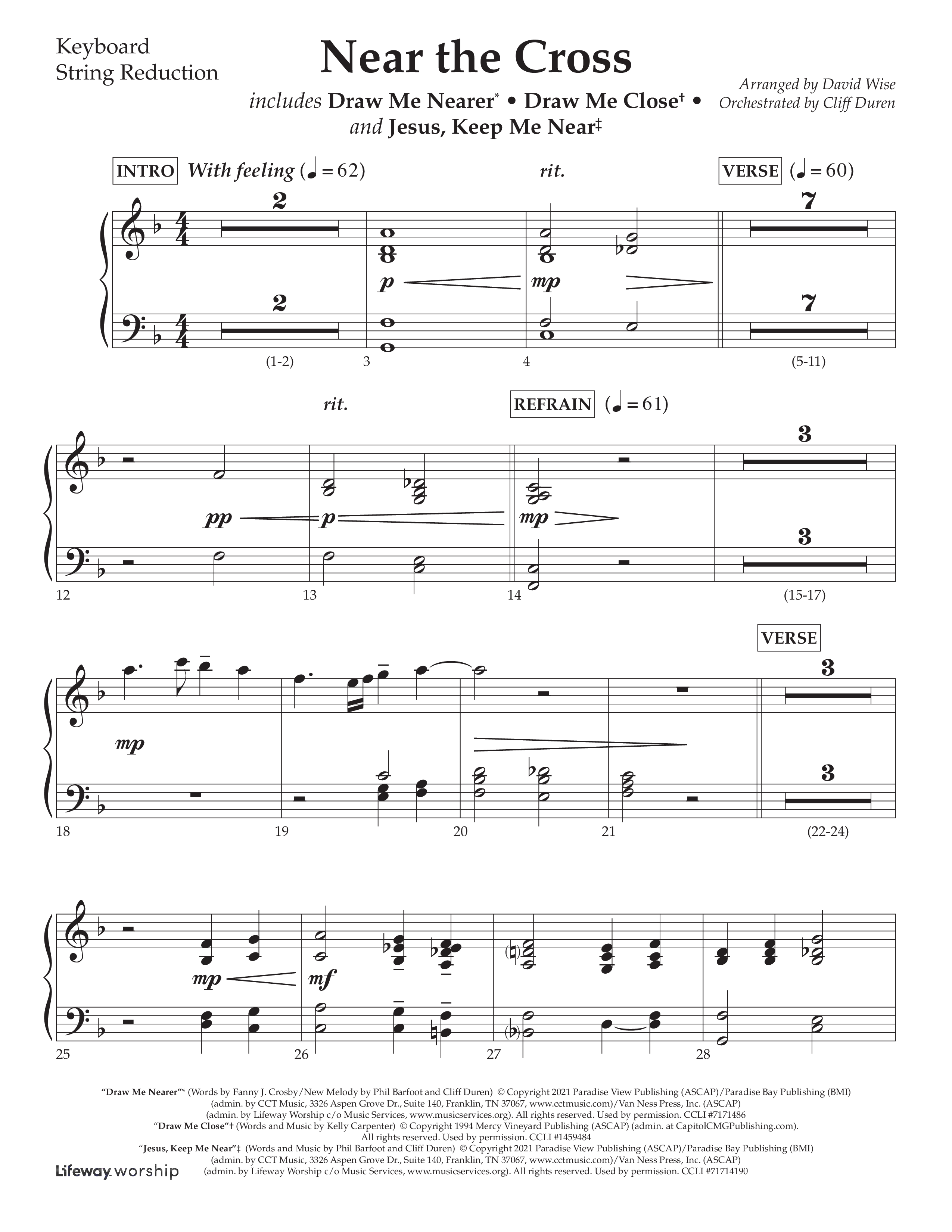 Near The Cross (Choral Anthem SATB) String Reduction (Lifeway Choral / Arr. David Wise / Orch. Cliff Duren)