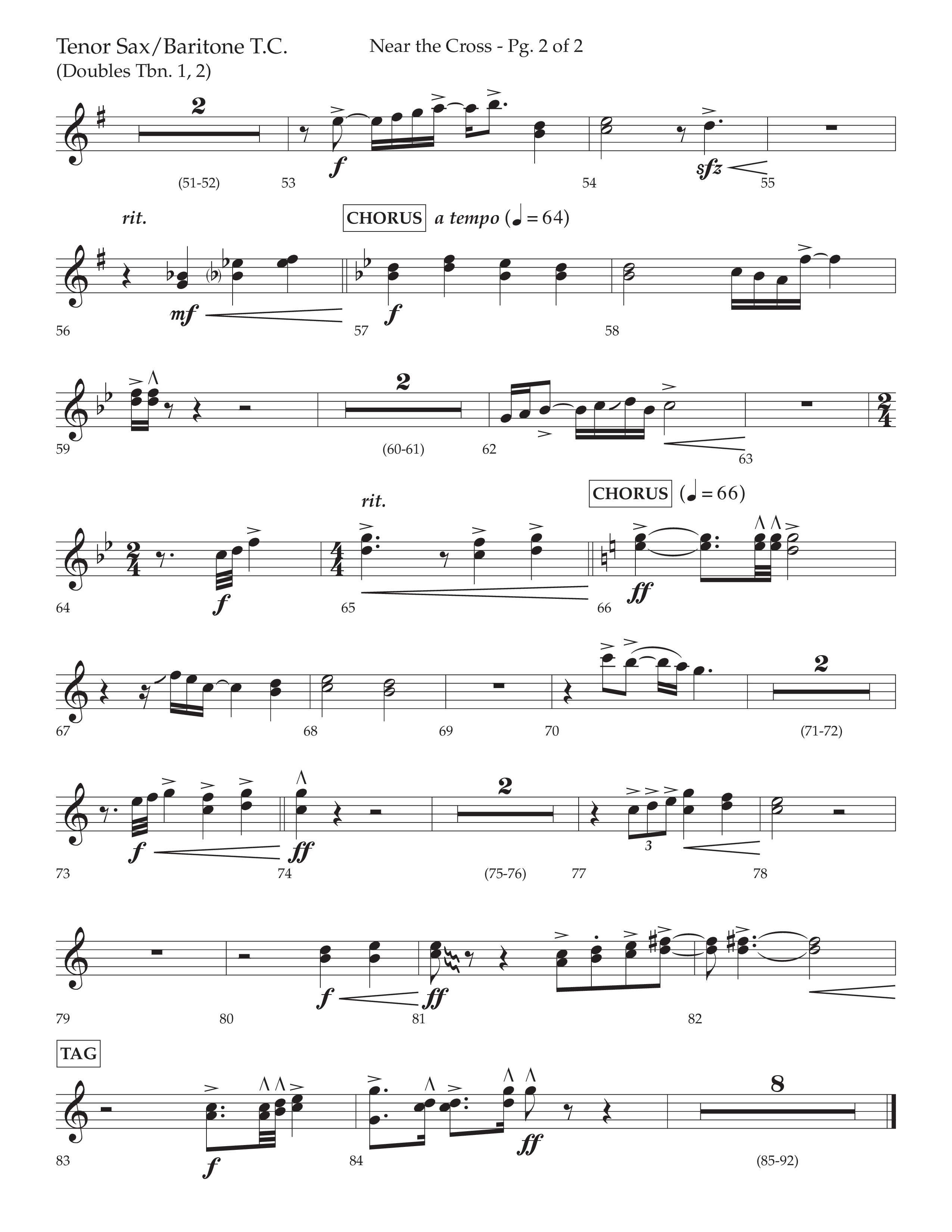Near The Cross (Choral Anthem SATB) Tenor Sax/Baritone T.C. (Lifeway Choral / Arr. David Wise / Orch. Cliff Duren)
