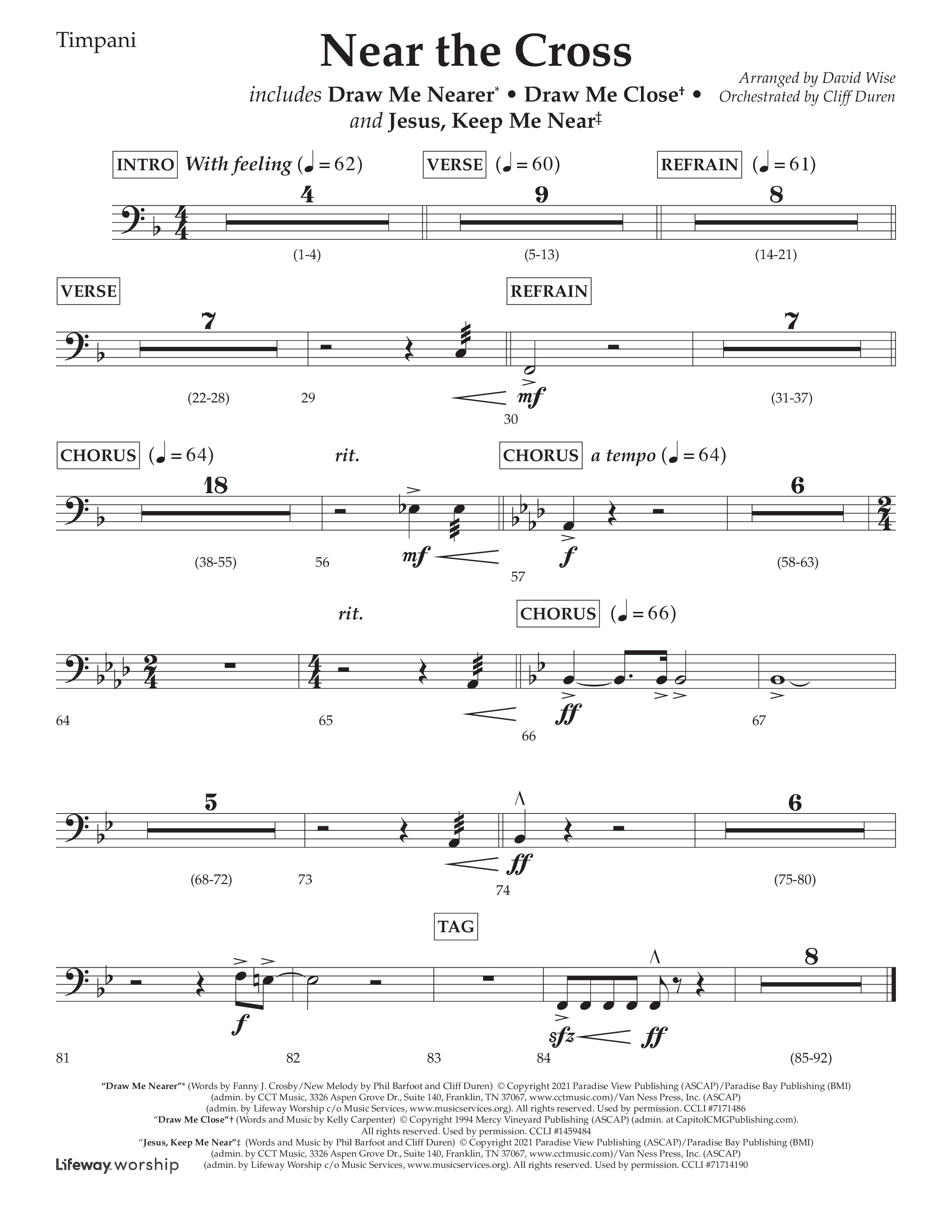 Near The Cross (Choral Anthem SATB) Timpani (Lifeway Choral / Arr. David Wise / Orch. Cliff Duren)