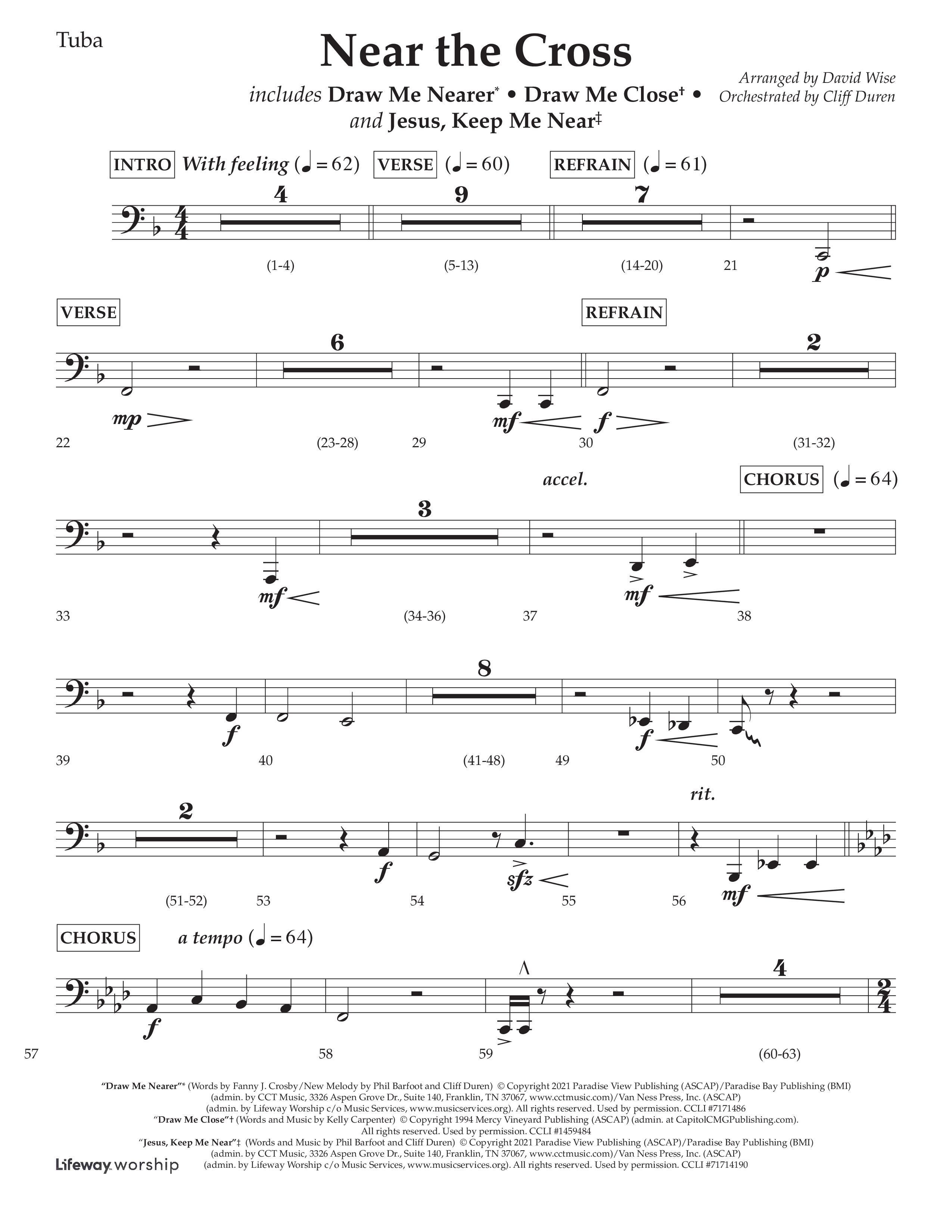 Near The Cross (Choral Anthem SATB) Tuba (Lifeway Choral / Arr. David Wise / Orch. Cliff Duren)