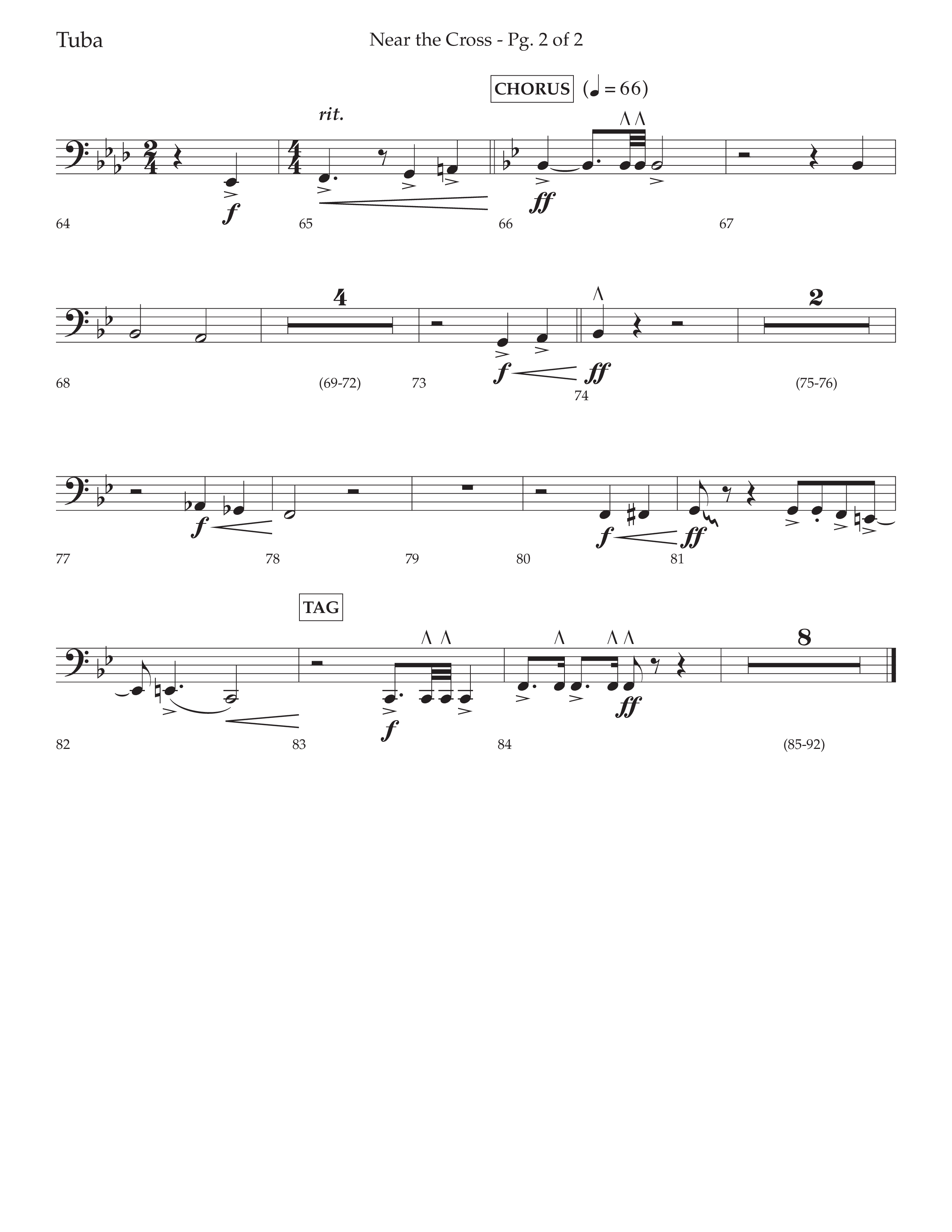 Near The Cross (Choral Anthem SATB) Tuba (Lifeway Choral / Arr. David Wise / Orch. Cliff Duren)