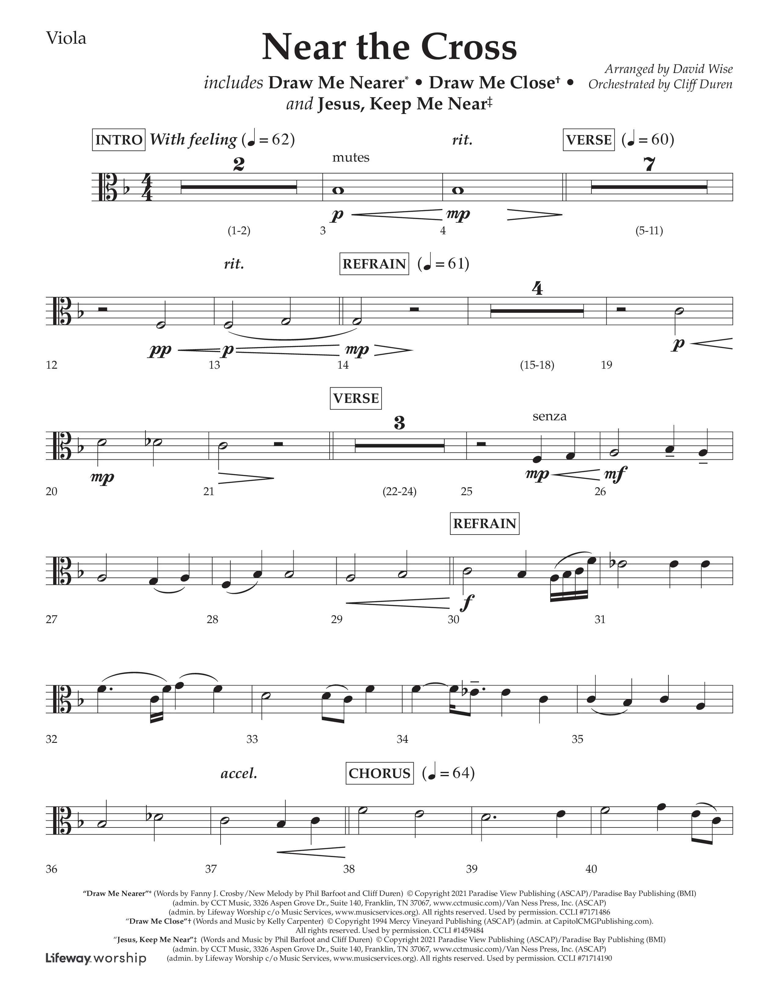 Near The Cross (Choral Anthem SATB) Viola (Lifeway Choral / Arr. David Wise / Orch. Cliff Duren)