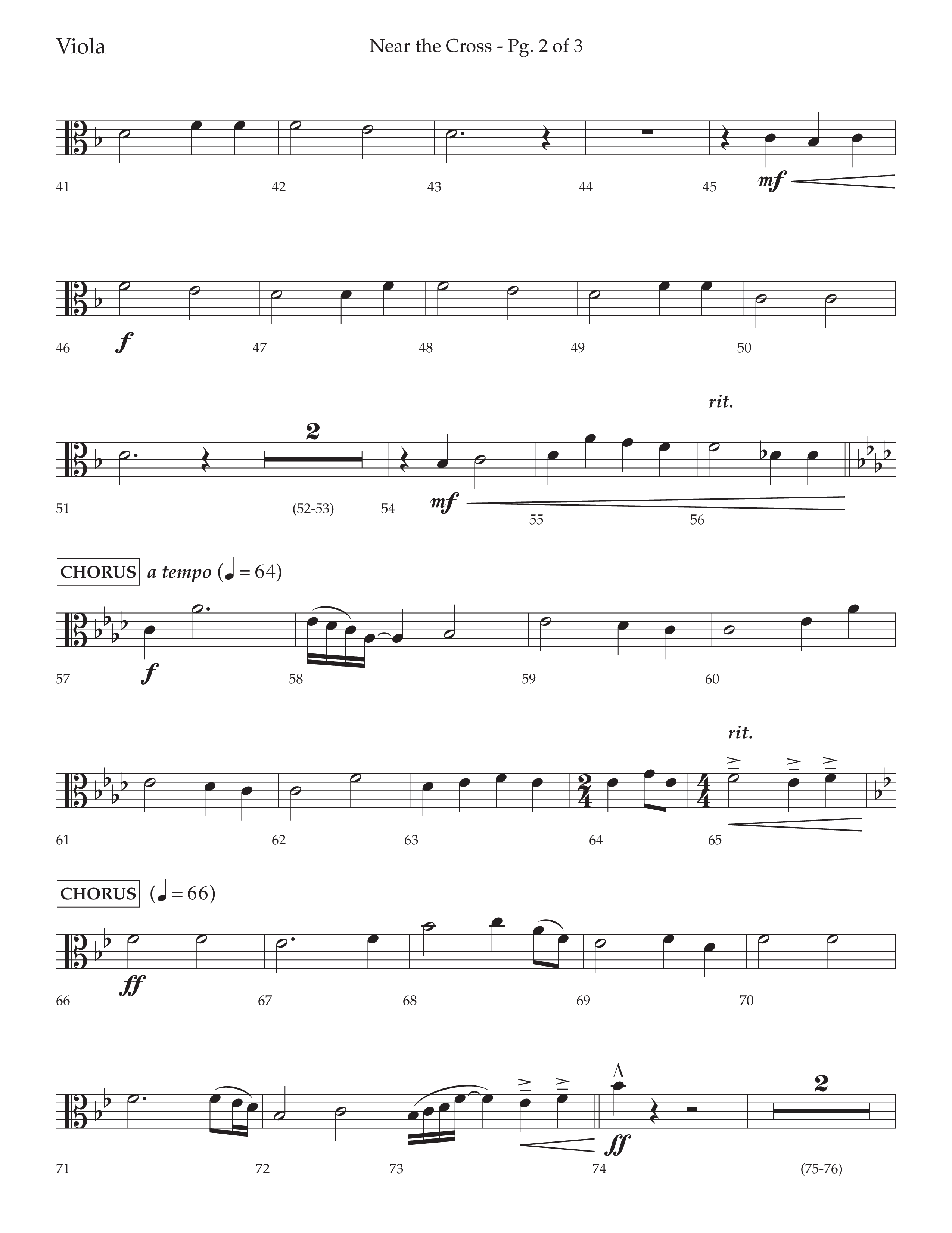 Near The Cross (Choral Anthem SATB) Viola (Lifeway Choral / Arr. David Wise / Orch. Cliff Duren)