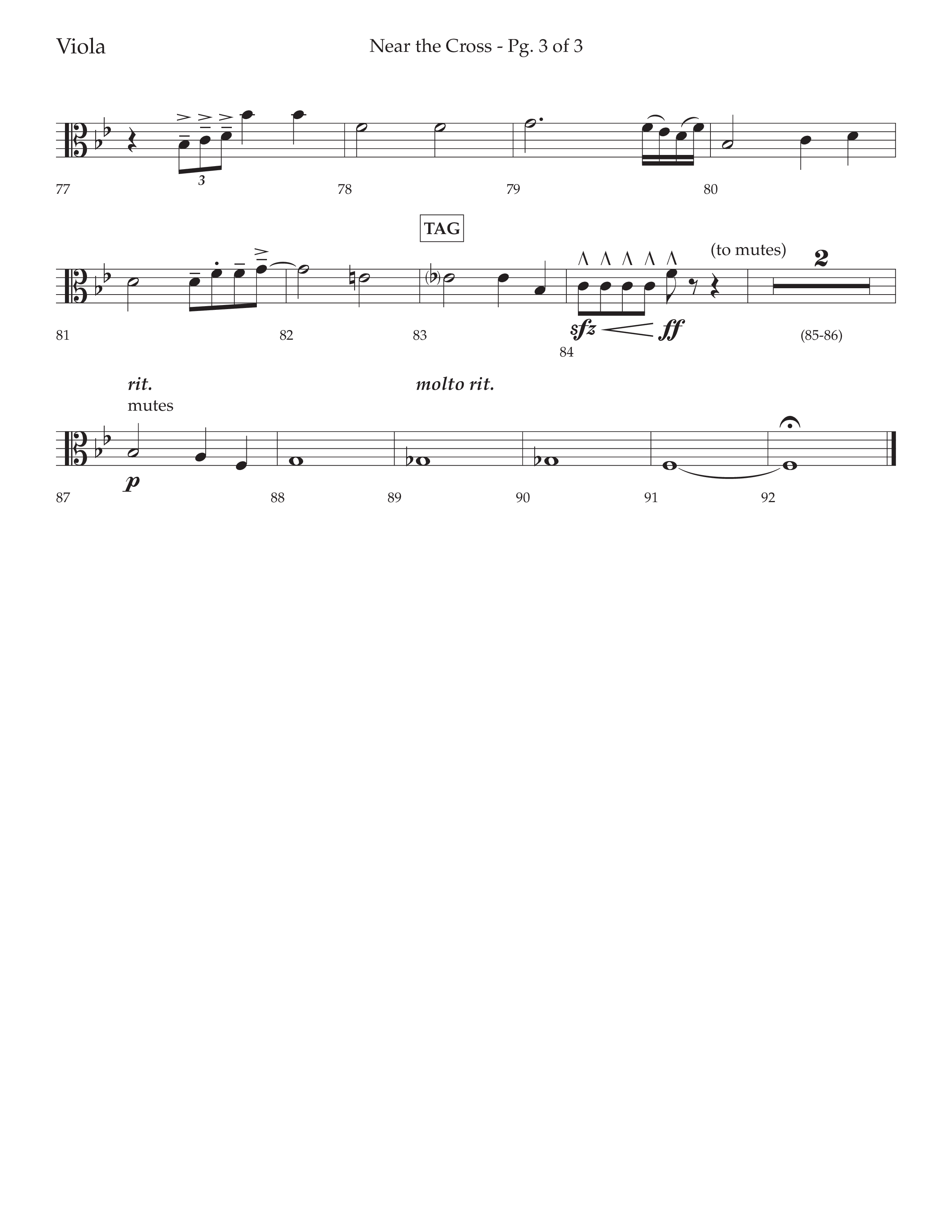 Near The Cross (Choral Anthem SATB) Viola (Lifeway Choral / Arr. David Wise / Orch. Cliff Duren)