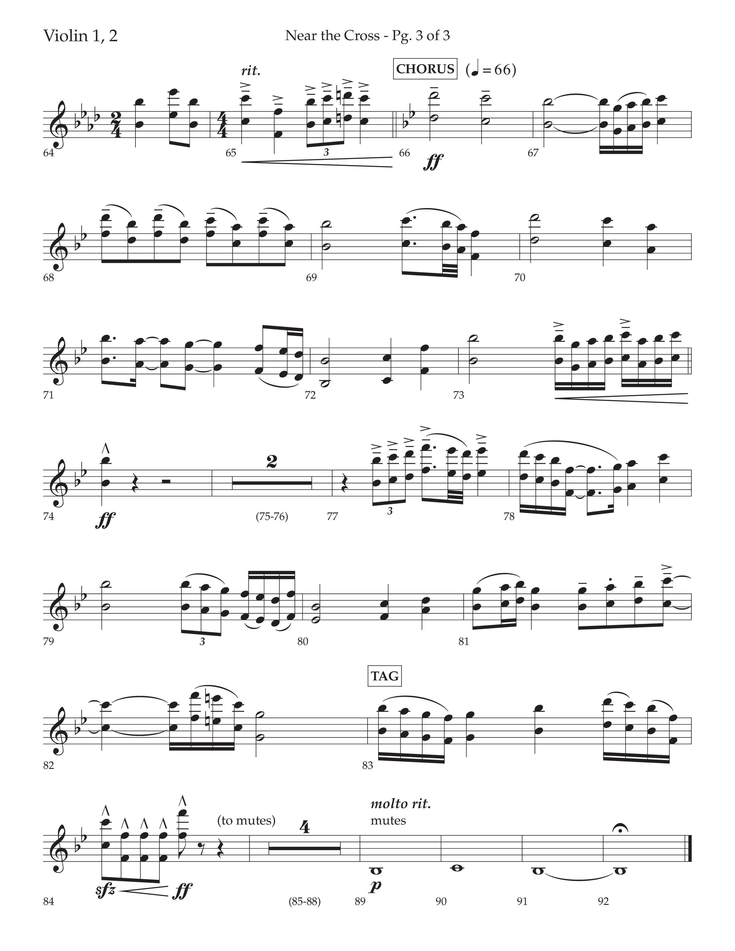 Near The Cross (Choral Anthem SATB) Violin 1/2 (Lifeway Choral / Arr. David Wise / Orch. Cliff Duren)