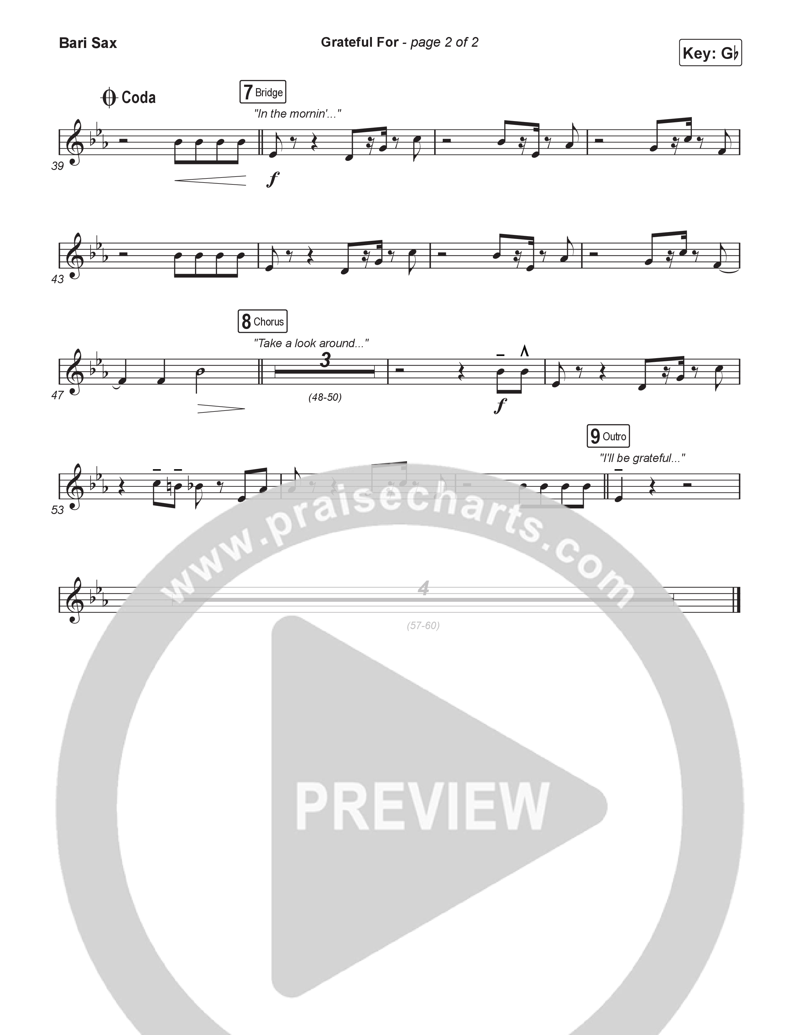 Grateful For (Choral Anthem SATB) Bari Sax (Natalie Layne / Arr. Luke Gambill)