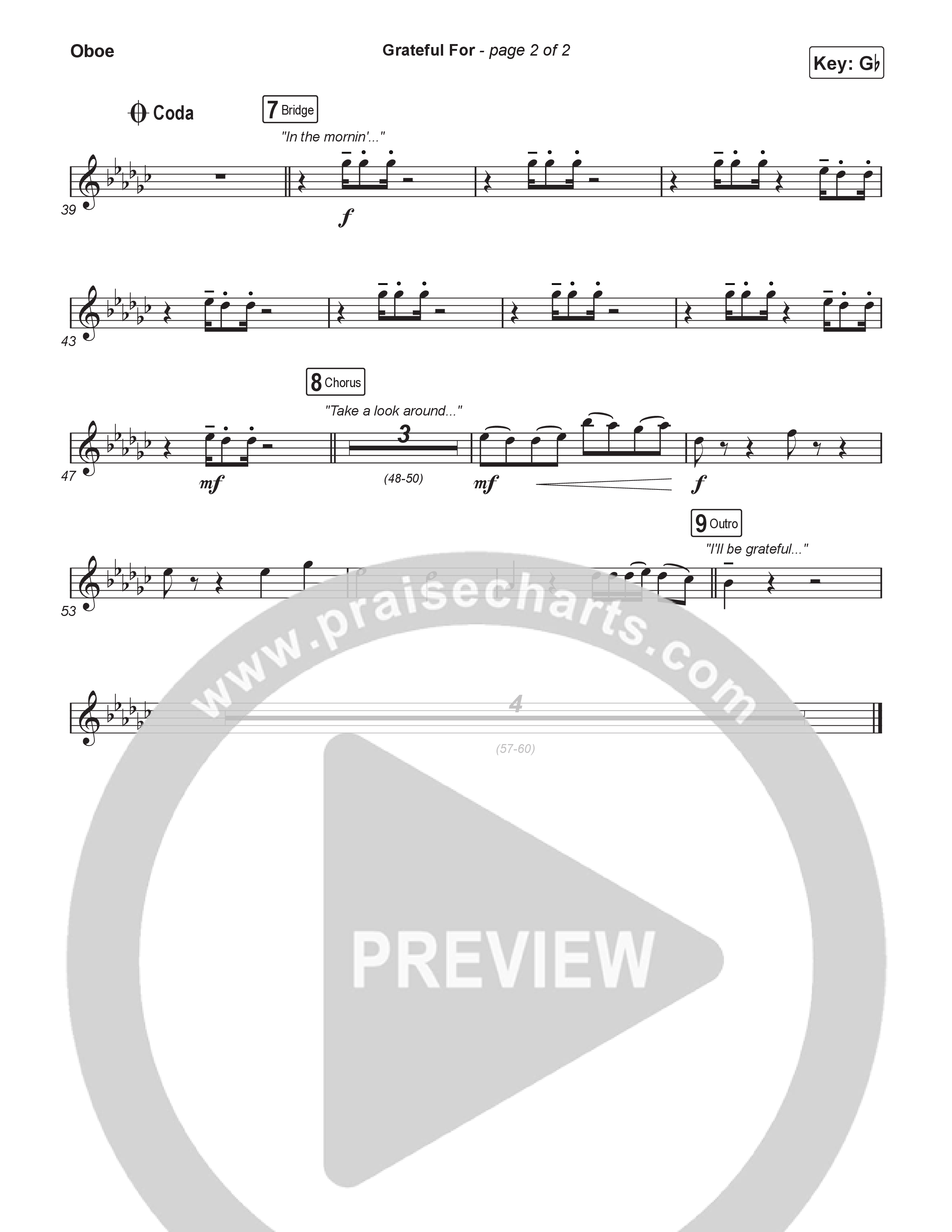 Grateful For (Choral Anthem SATB) Oboe (Natalie Layne / Arr. Luke Gambill)