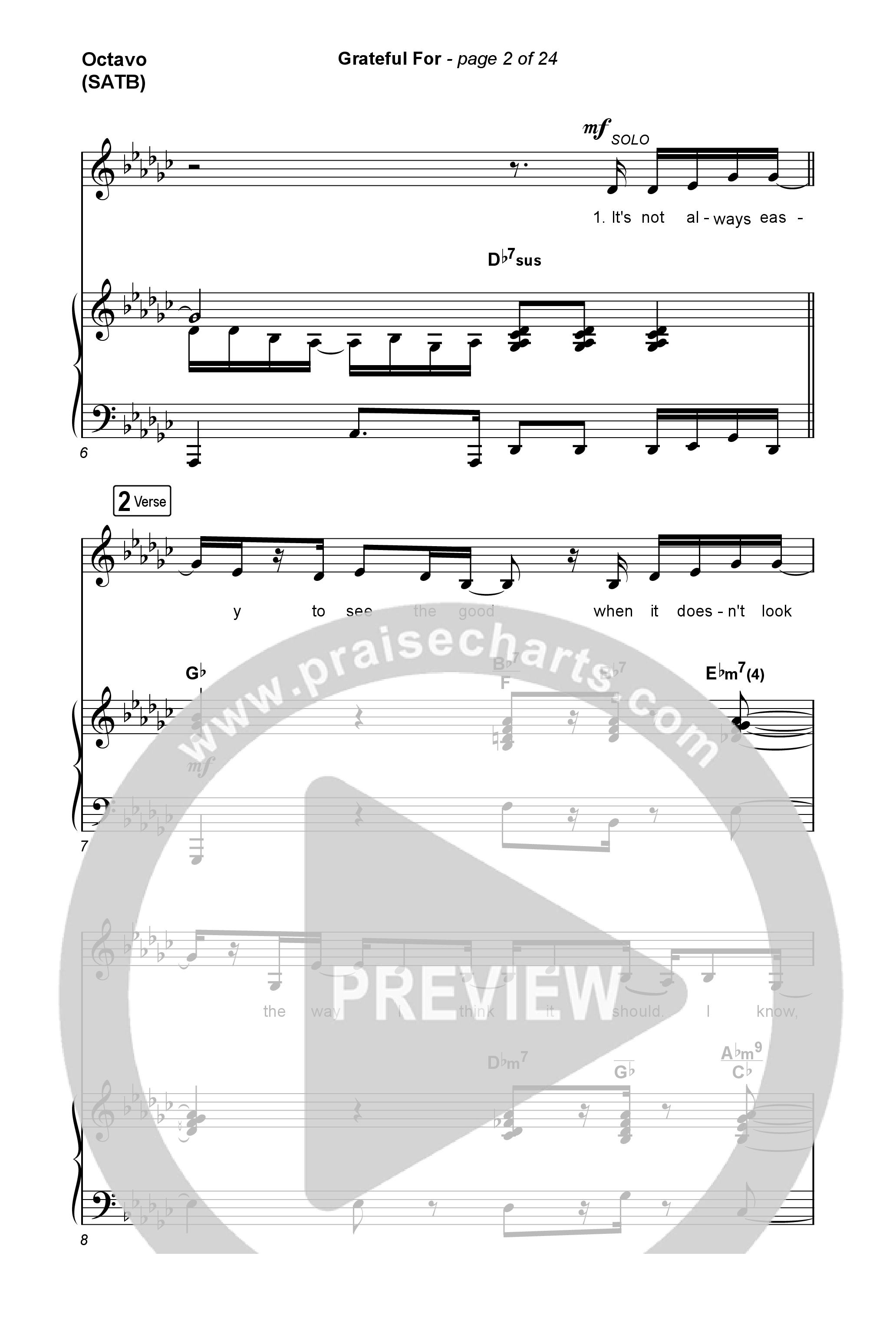 Grateful For (Choral Anthem SATB) Octavo (SATB & Pno) (Natalie Layne / Arr. Luke Gambill)