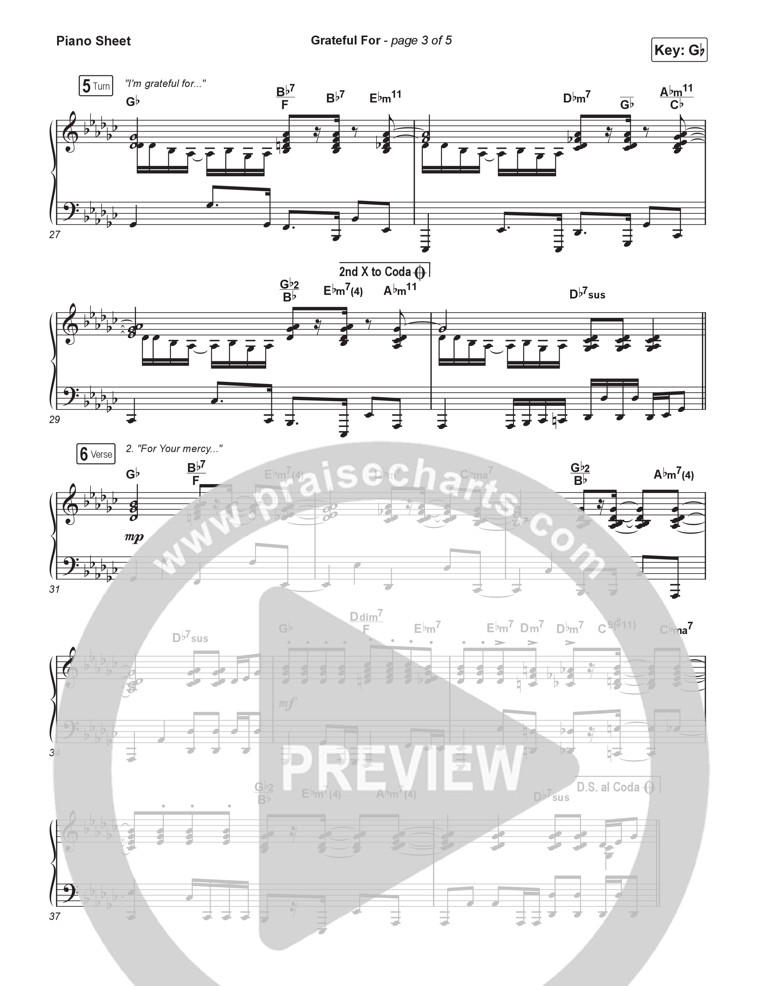 Grateful For (Choral Anthem SATB) Piano Sheet (Natalie Layne / Arr. Luke Gambill)