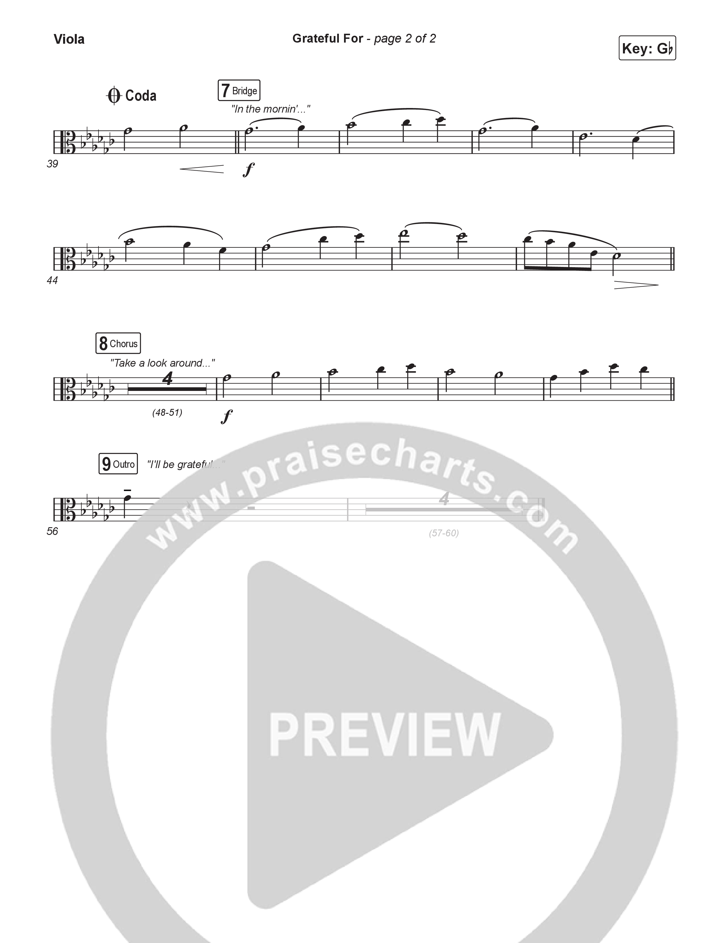 Grateful For (Choral Anthem SATB) Viola (Natalie Layne / Arr. Luke Gambill)