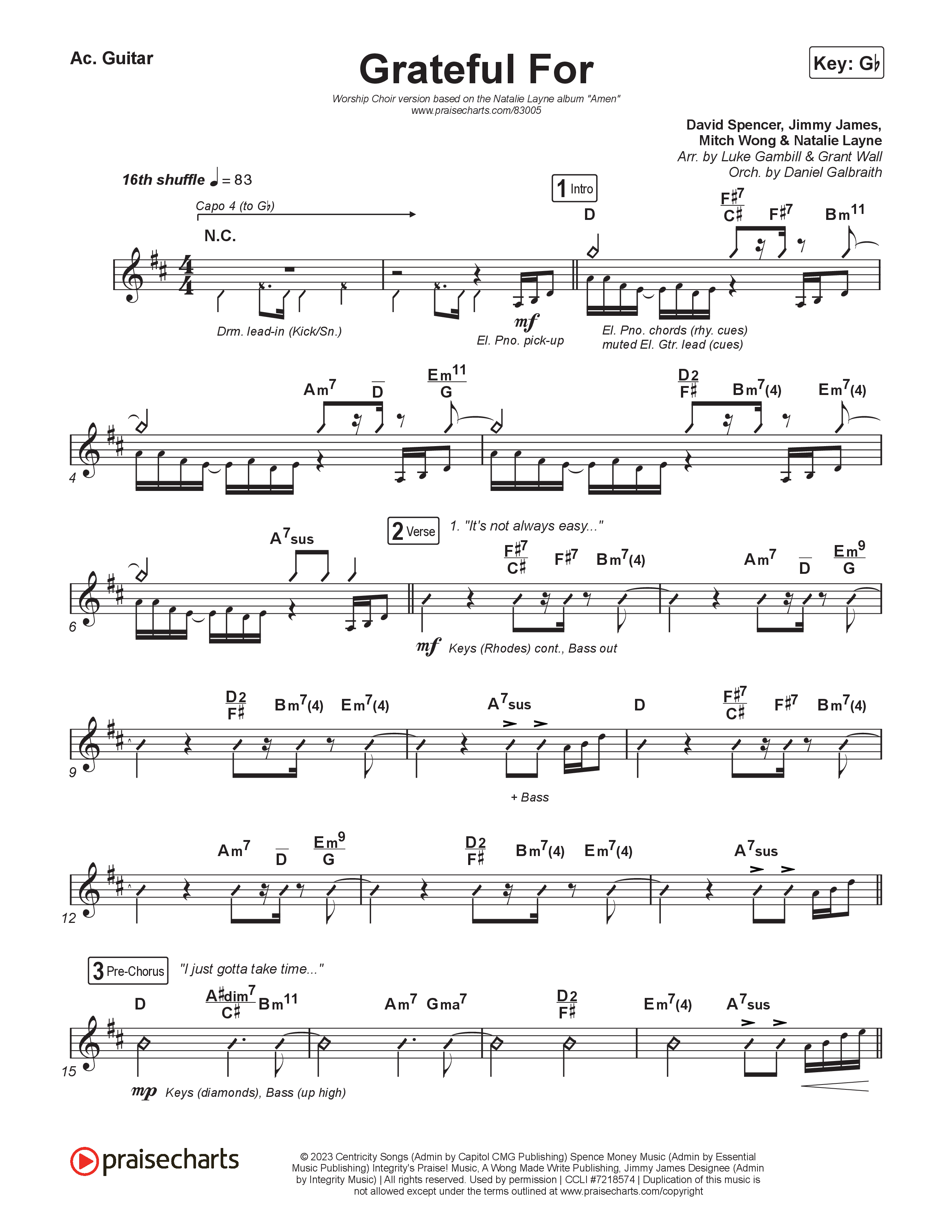 Grateful For (Worship Choir/SAB) Acoustic Guitar (Natalie Layne / Arr. Luke Gambill)