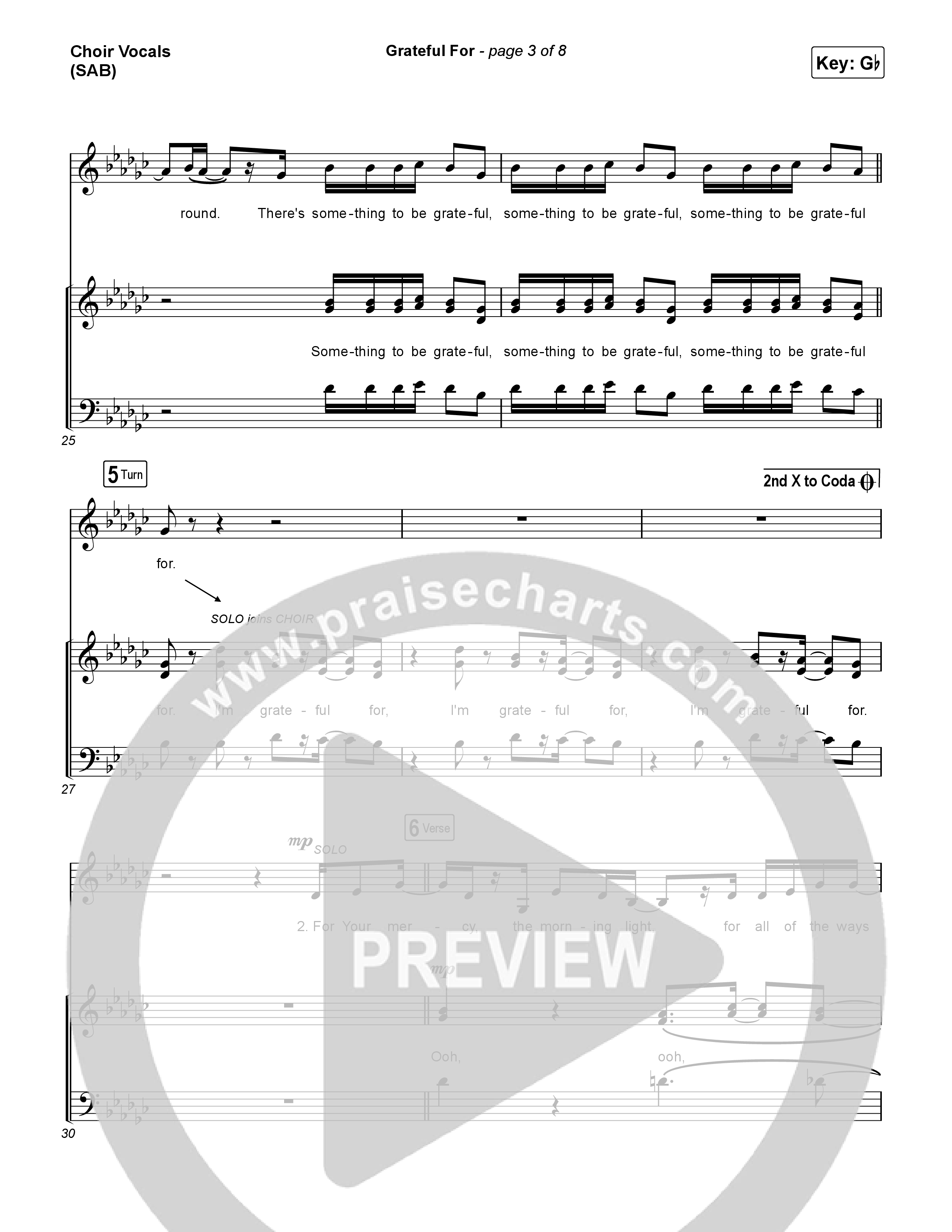 Grateful For (Worship Choir/SAB) Choir Sheet (SAB) (Natalie Layne / Arr. Luke Gambill)