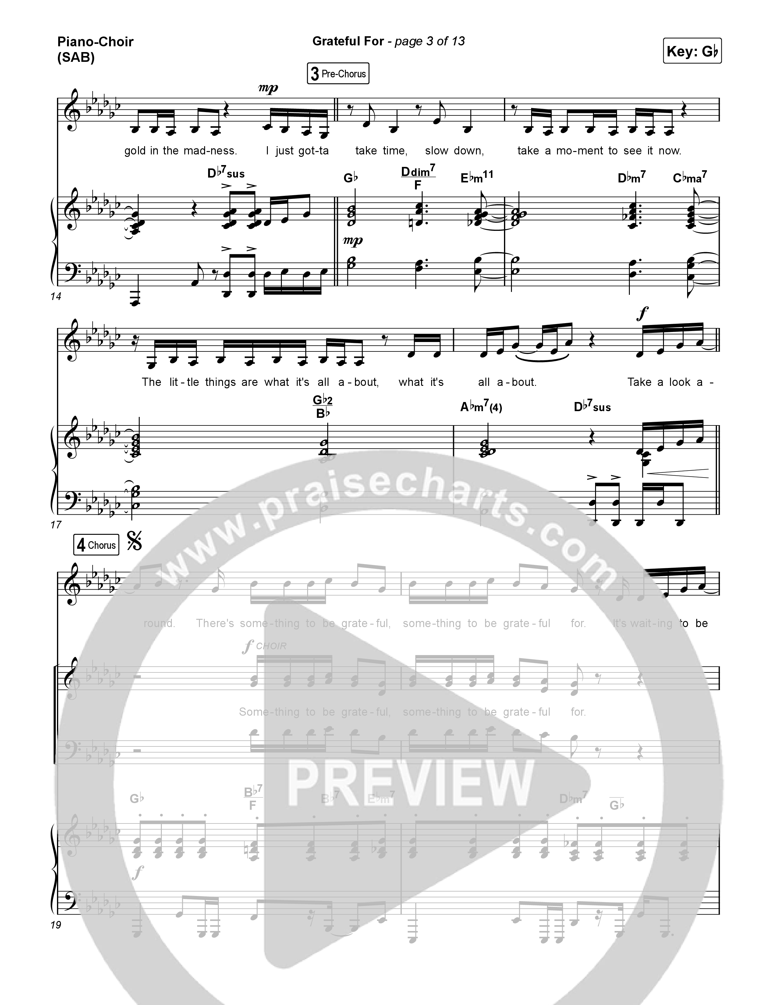 Grateful For (Worship Choir/SAB) Piano/Choir (SAB) (Natalie Layne / Arr. Luke Gambill)
