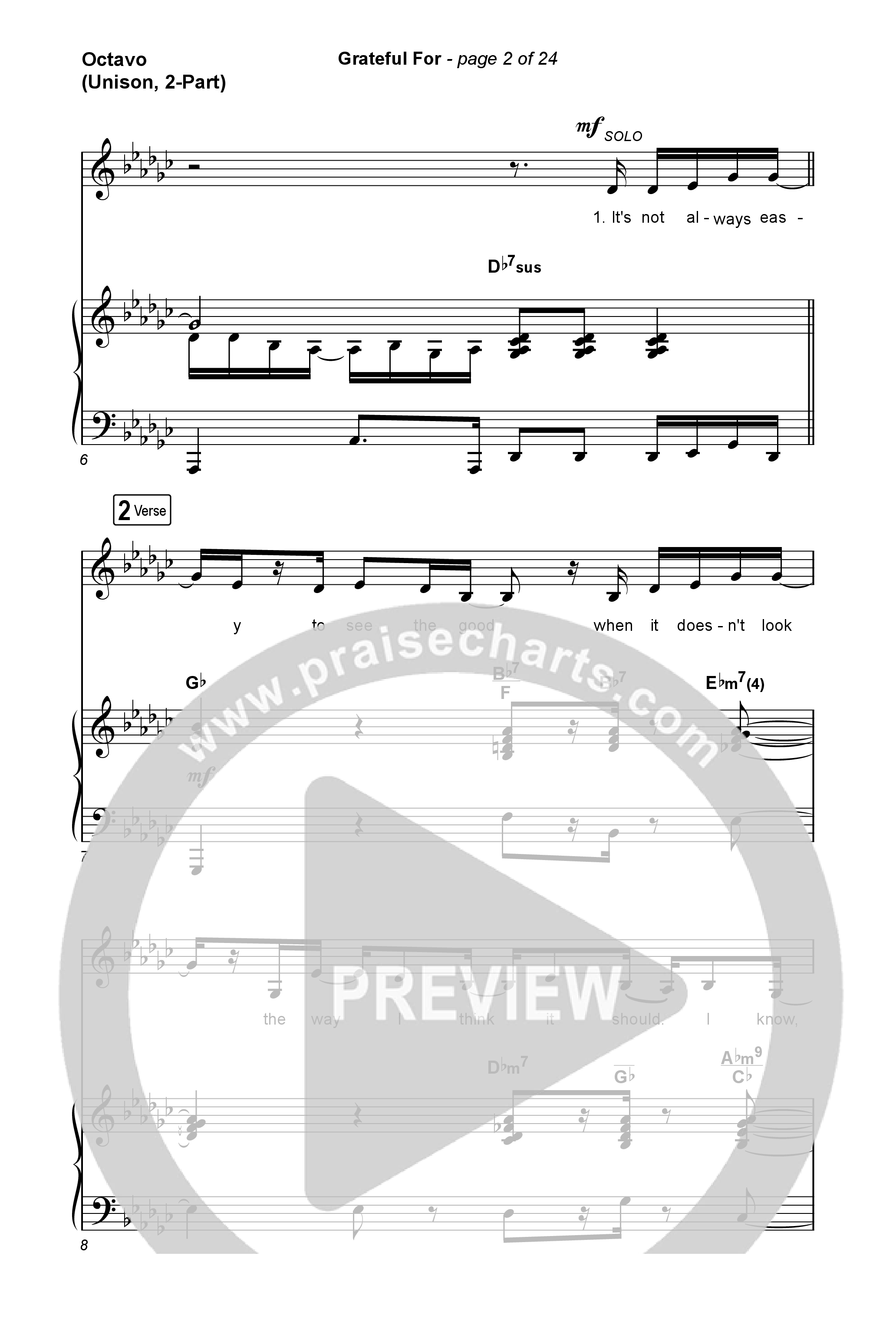 Grateful For (Unison/2-Part) Octavo (Uni/2-Part & Pno) (Natalie Layne / Arr. Luke Gambill)