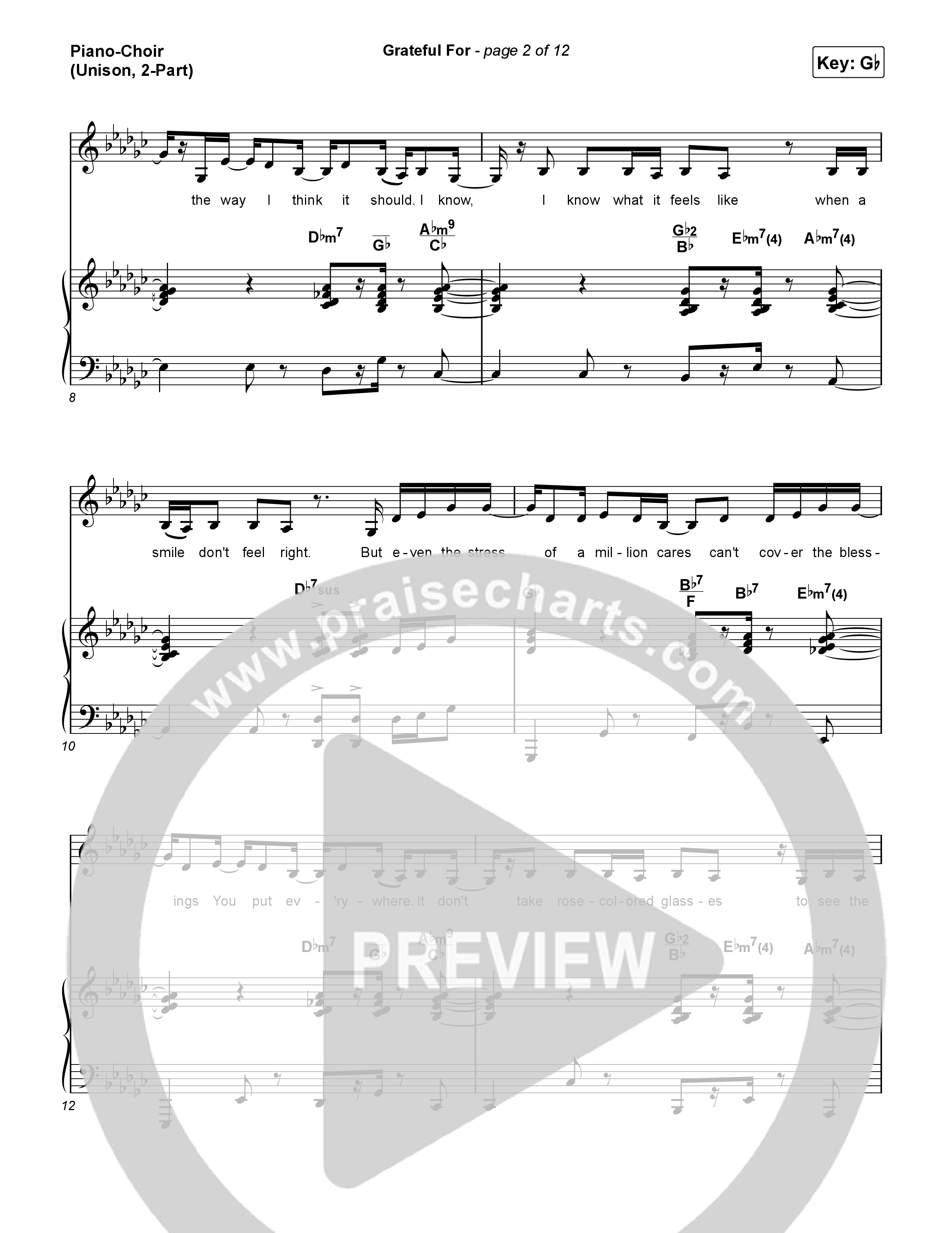 Grateful For (Unison/2-Part) Piano/Choir  (Uni/2-Part) (Natalie Layne / Arr. Luke Gambill)