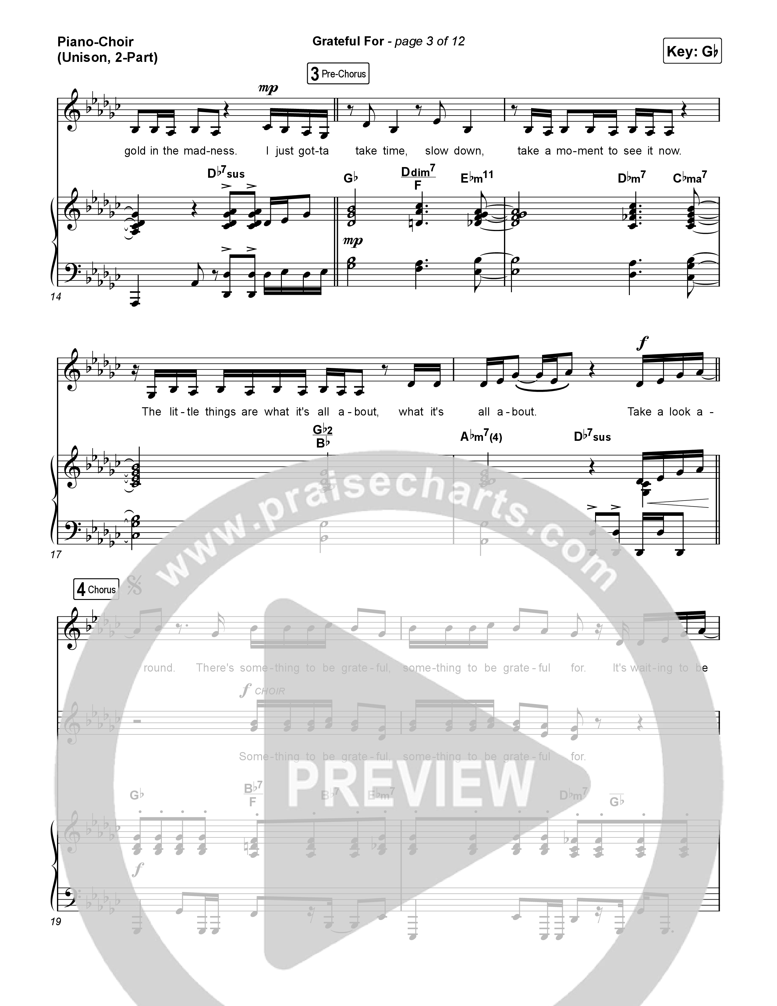Grateful For (Unison/2-Part) Piano/Choir (Uni/2-Part) (Natalie Layne / Arr. Luke Gambill)