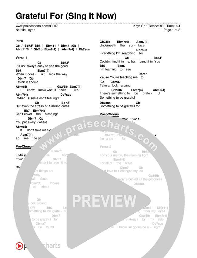 Grateful For (Sing It Now) Chords & Lyrics (Natalie Layne / Arr. Luke Gambill)