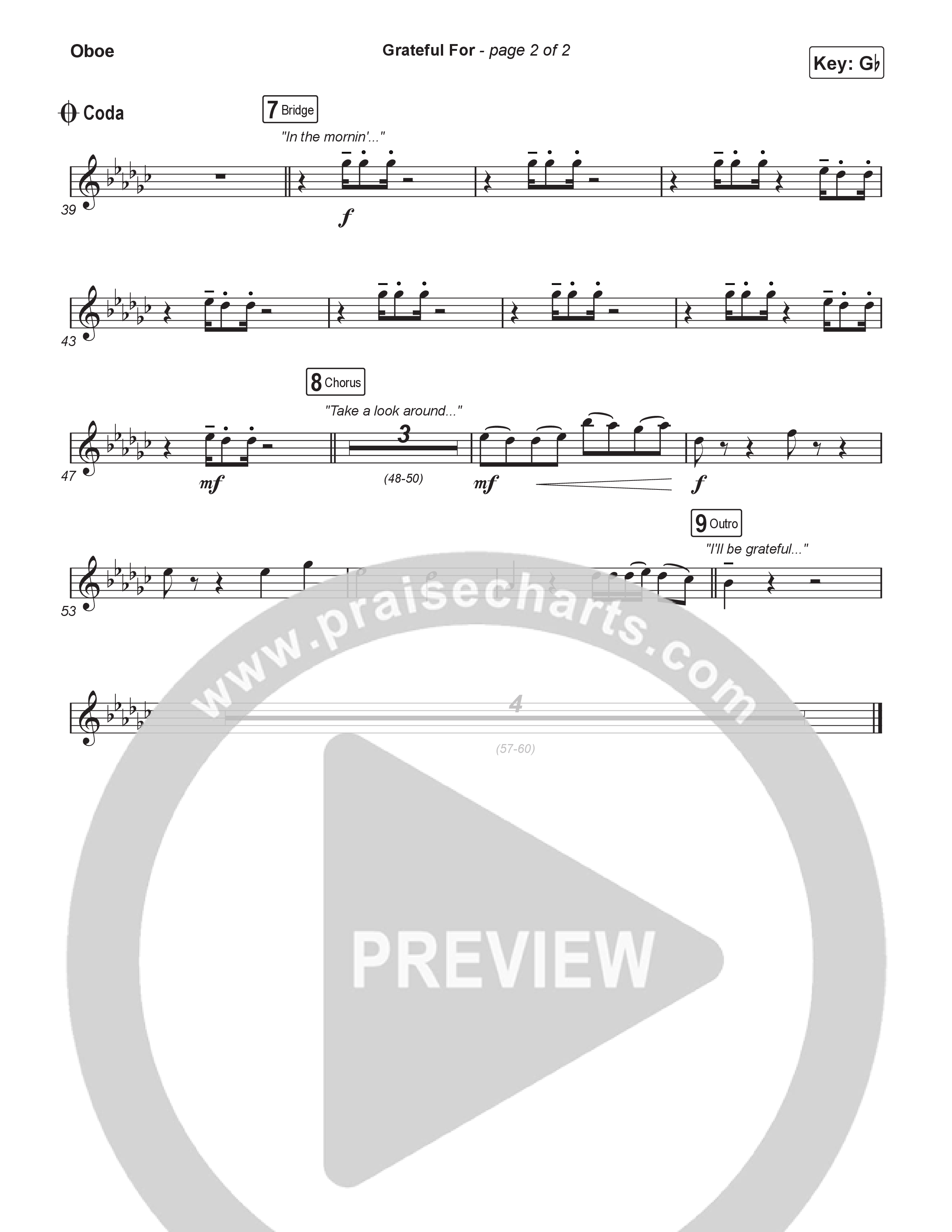 Grateful For (Sing It Now) Oboe (Natalie Layne / Arr. Luke Gambill)