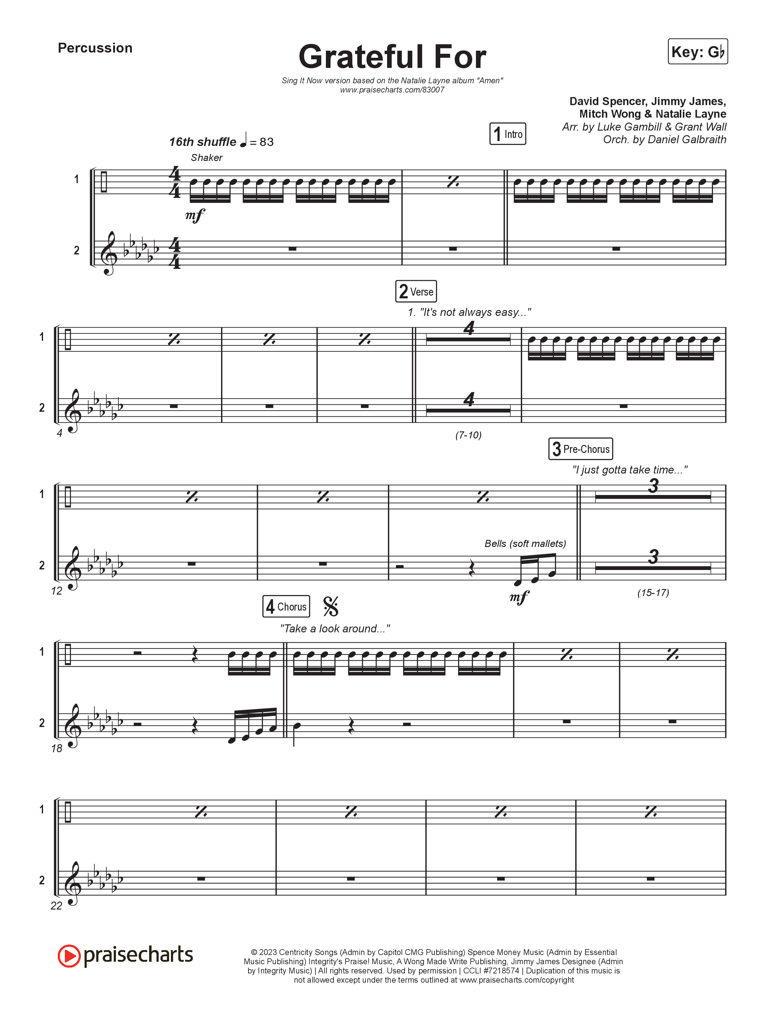 Grateful For (Sing It Now) Percussion (Natalie Layne / Arr. Luke Gambill)