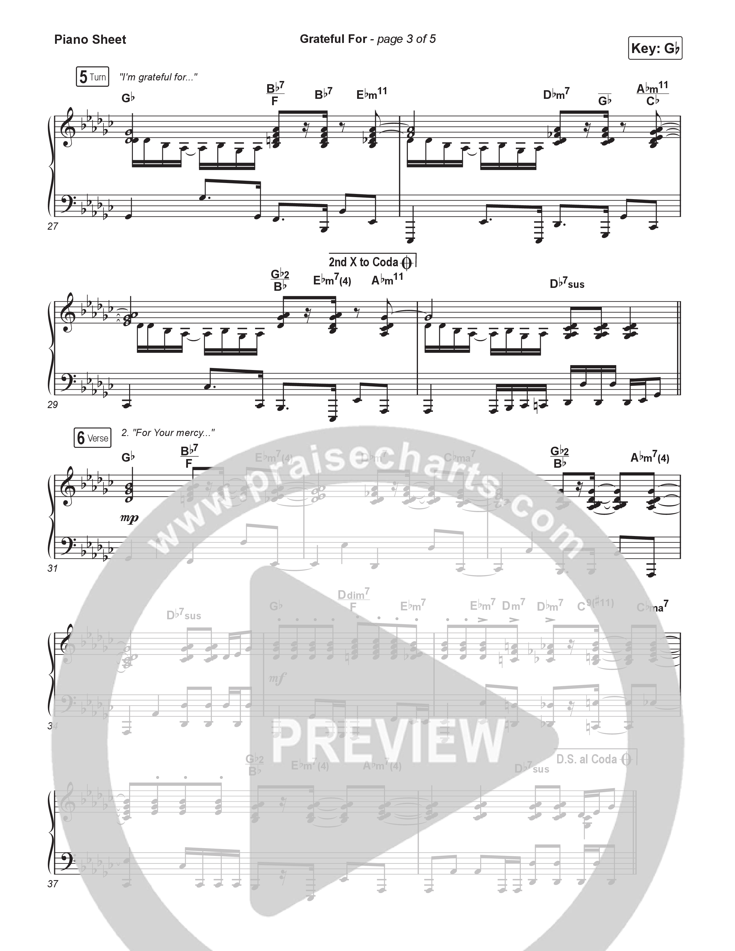 Grateful For (Sing It Now) Piano Sheet (Natalie Layne / Arr. Luke Gambill)