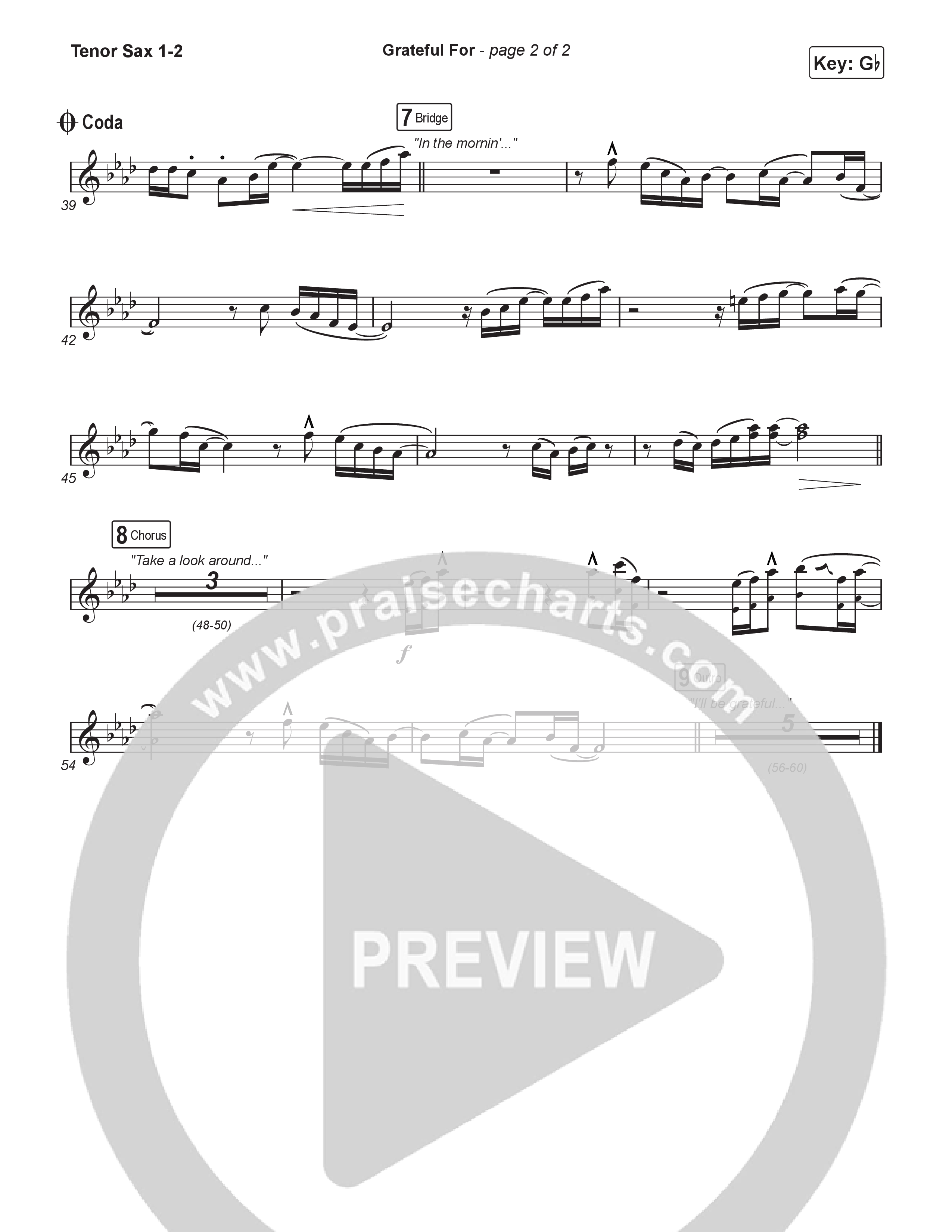 Grateful For (Sing It Now) Tenor Sax 1/2 (Natalie Layne / Arr. Luke Gambill)