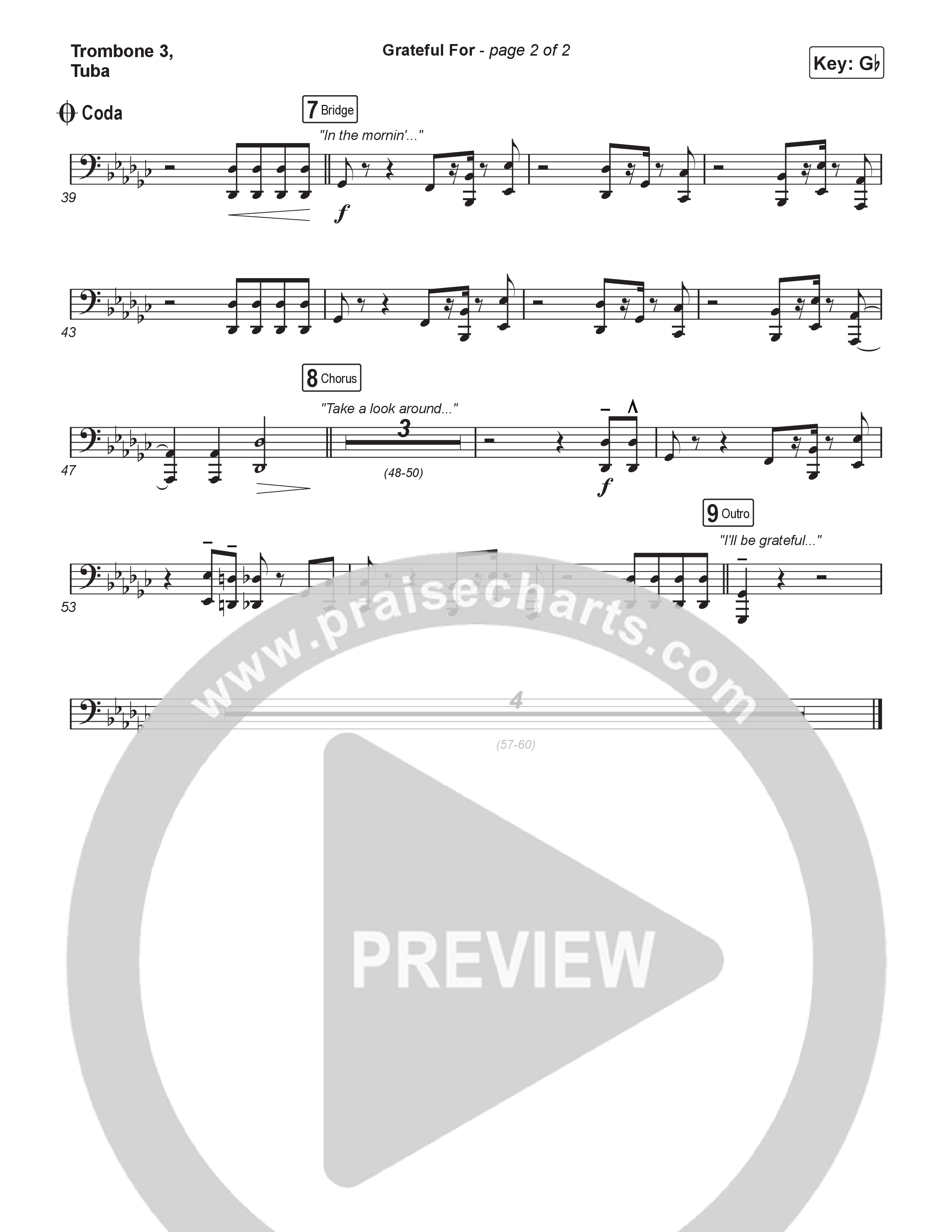 Grateful For (Sing It Now) Trombone 3/Tuba (Natalie Layne / Arr. Luke Gambill)