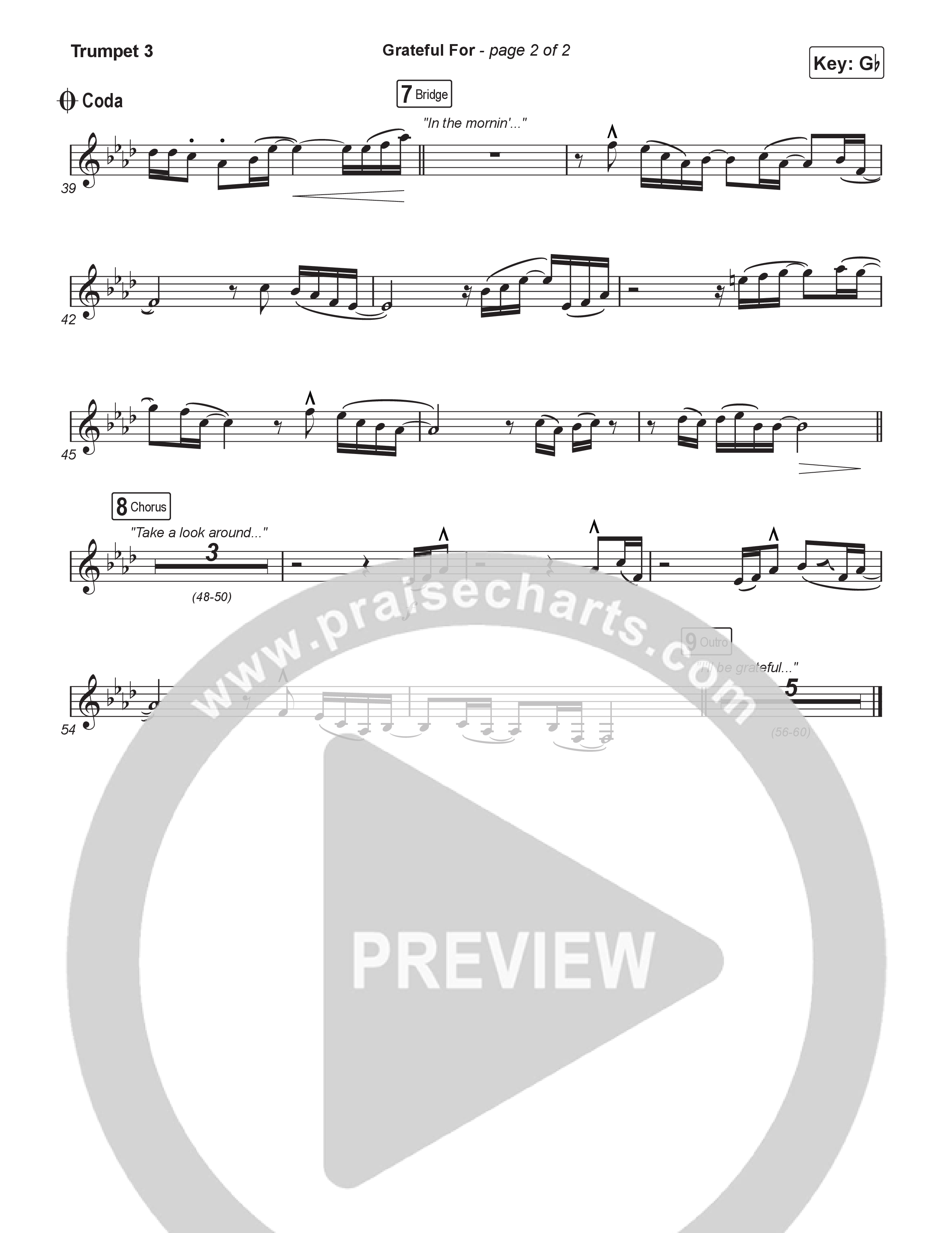 Grateful For (Sing It Now) Trumpet 3 (Natalie Layne / Arr. Luke Gambill)