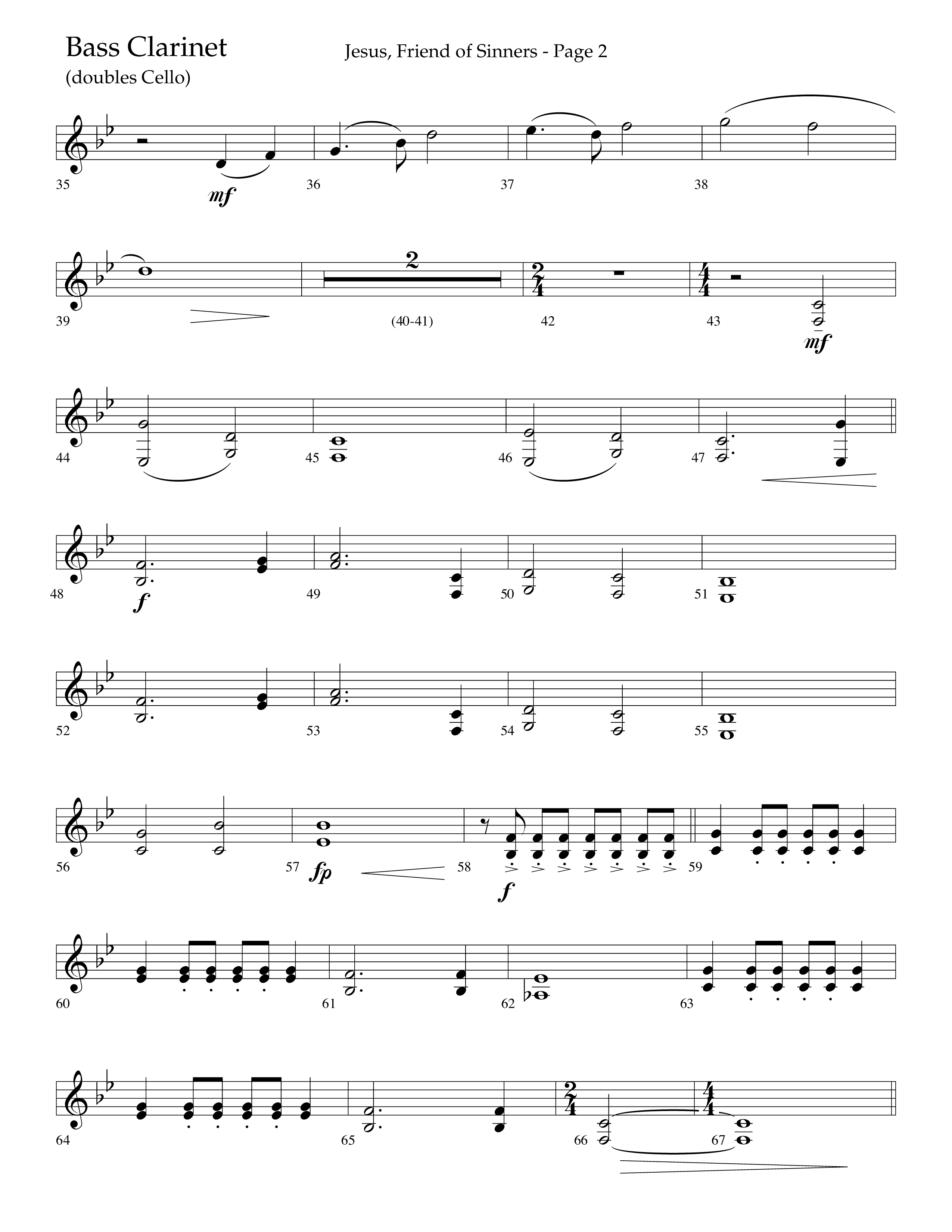 Jesus Friend Of Sinners (Choral Anthem SATB) Bass Clarinet (Lifeway Choral / Arr. Russell Mauldin)