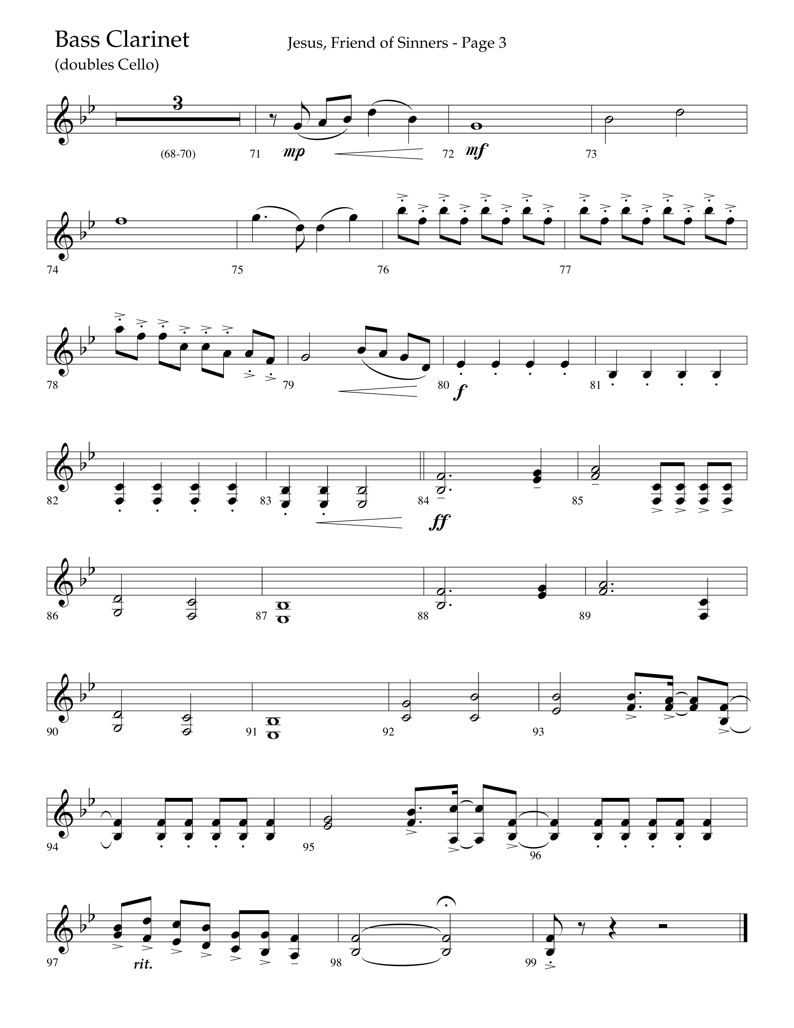 Jesus Friend Of Sinners (Choral Anthem SATB) Bass Clarinet (Lifeway Choral / Arr. Russell Mauldin)