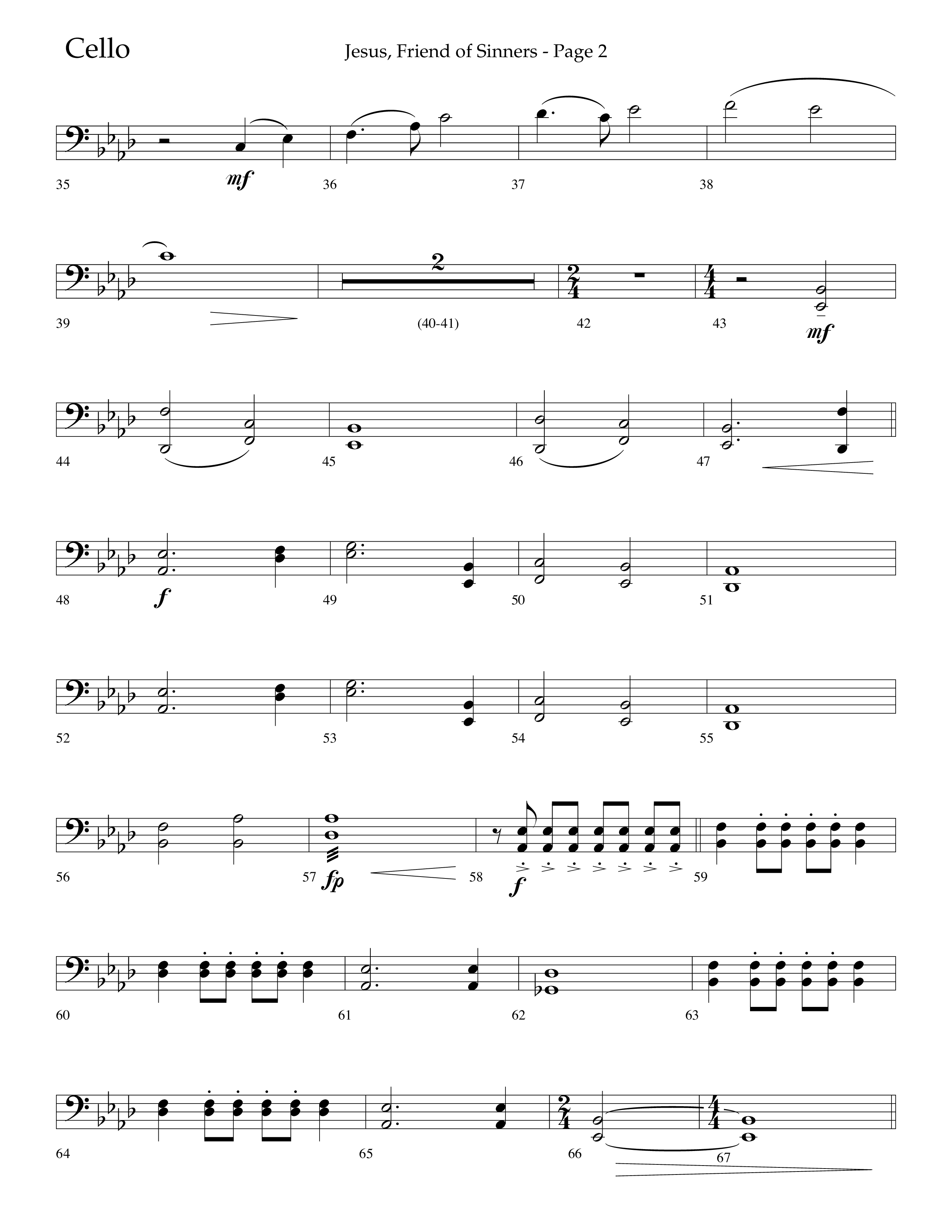 Jesus Friend Of Sinners (Choral Anthem SATB) Cello (Lifeway Choral / Arr. Russell Mauldin)