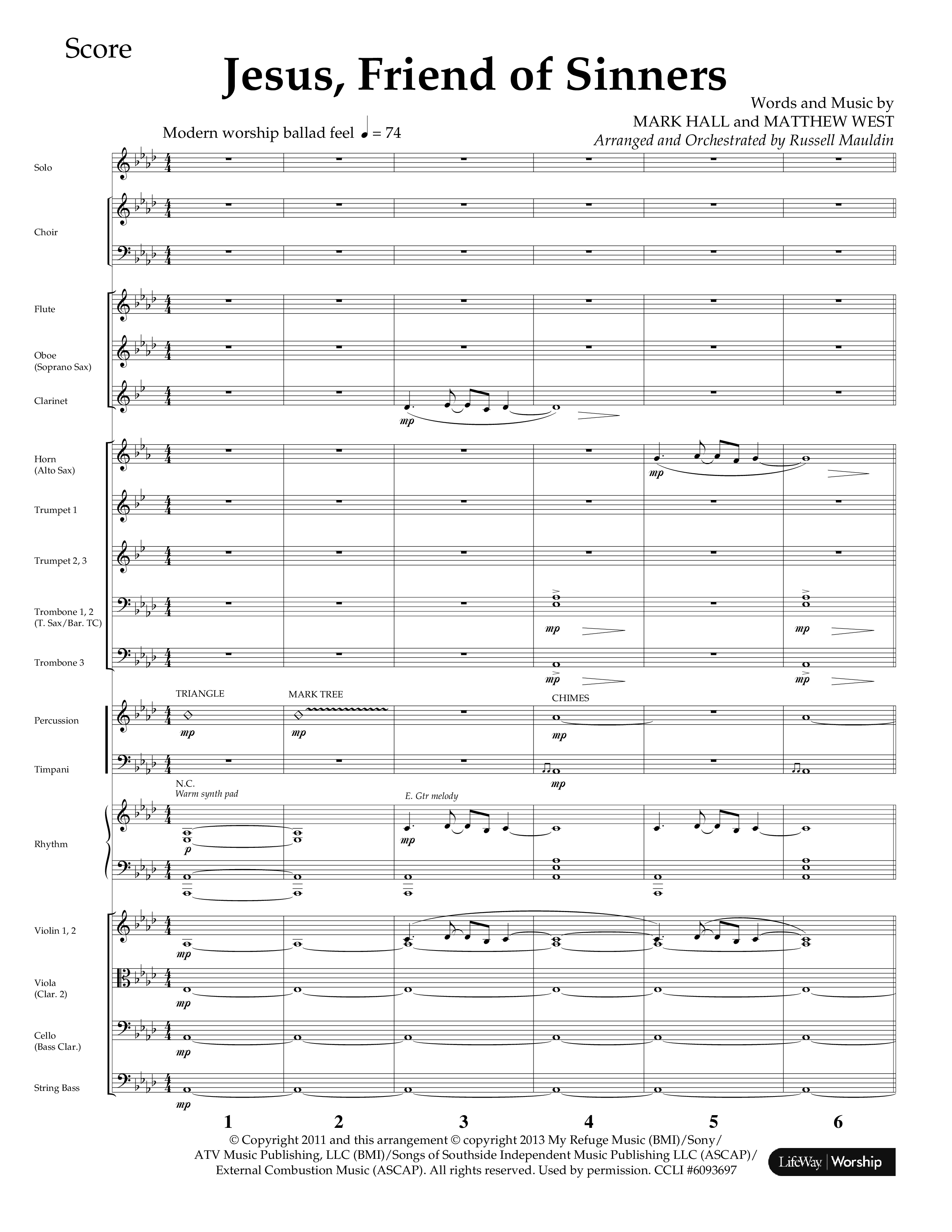 Jesus Friend Of Sinners (Choral Anthem SATB) Orchestration (Lifeway Choral / Arr. Russell Mauldin)