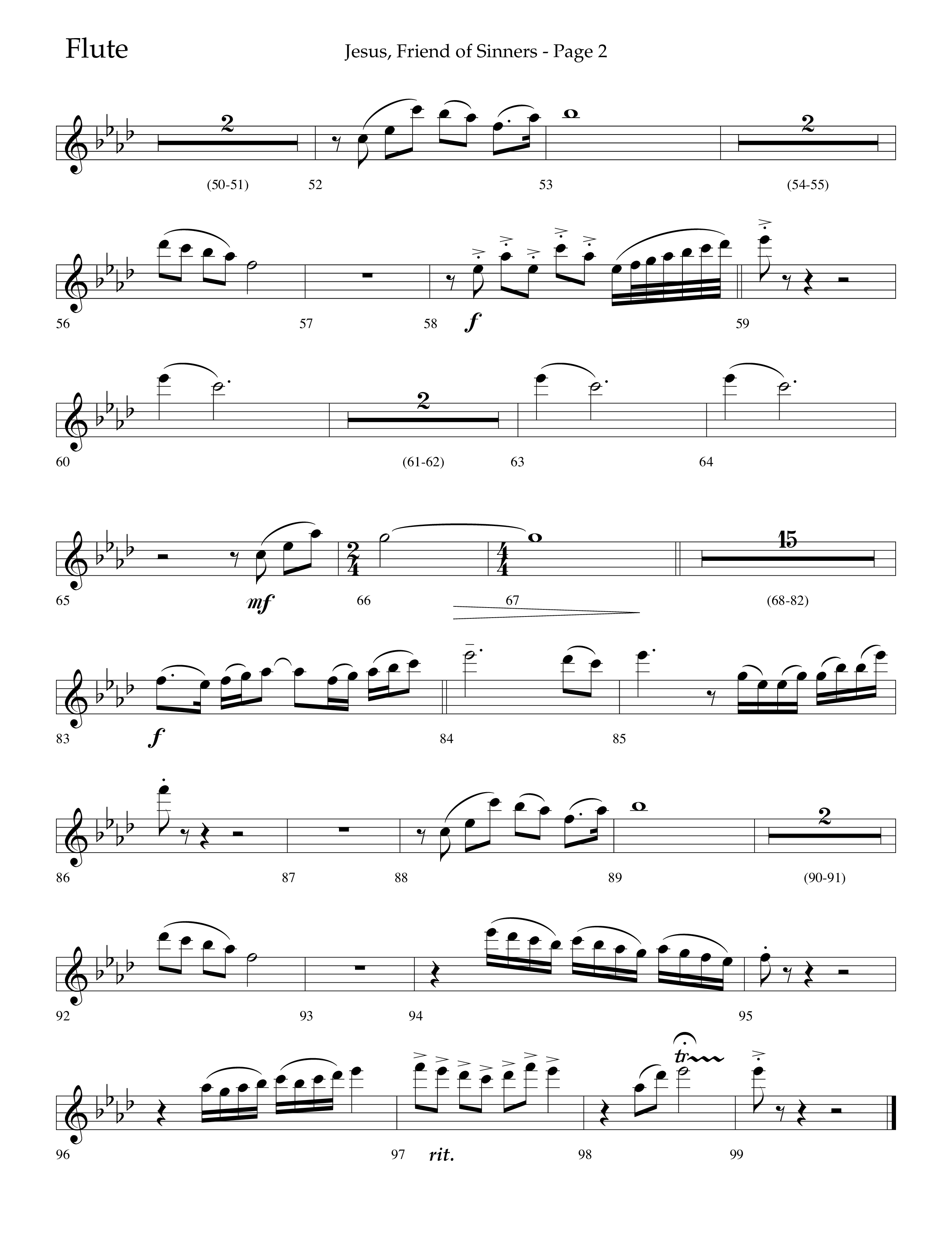 Jesus Friend Of Sinners (Choral Anthem SATB) Flute (Lifeway Choral / Arr. Russell Mauldin)