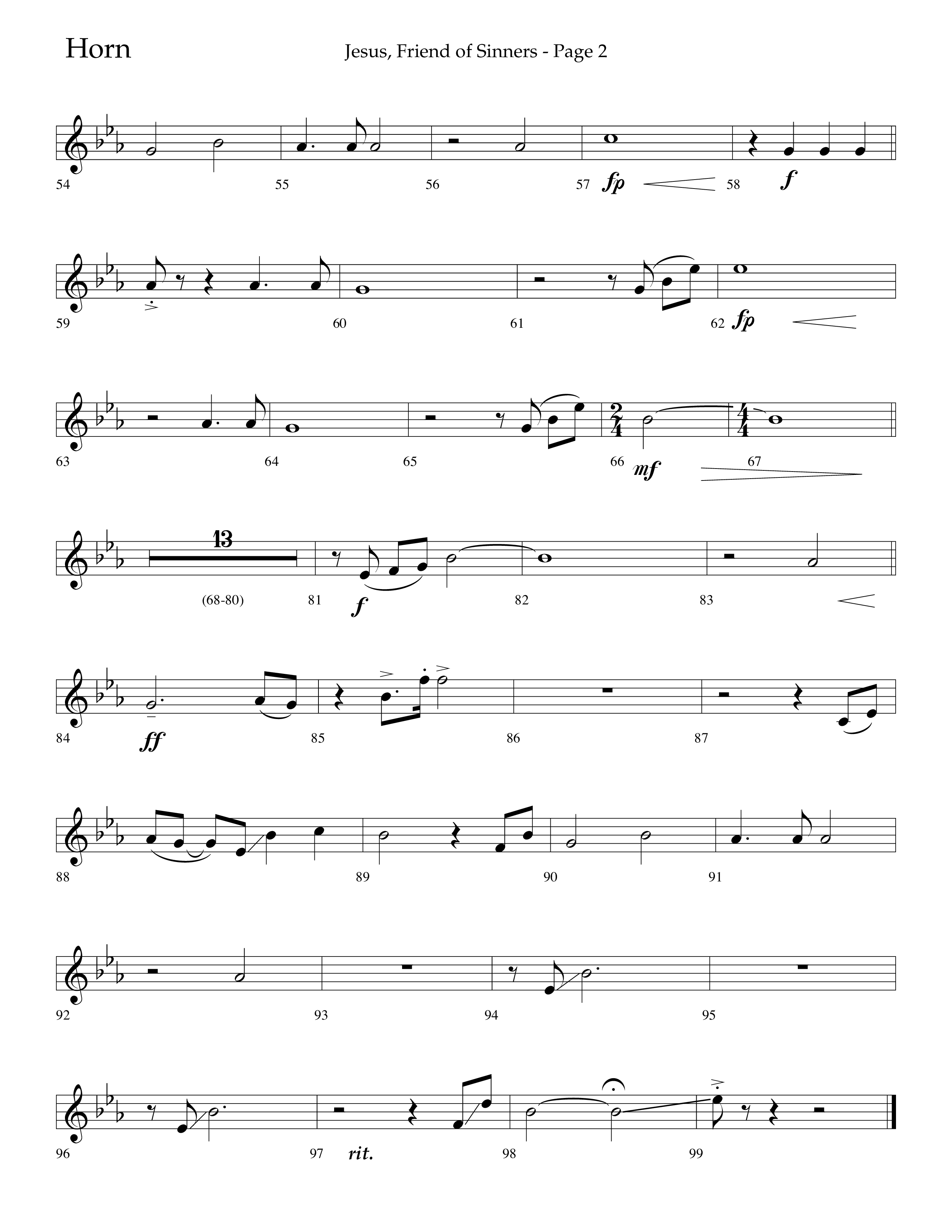 Jesus Friend Of Sinners (Choral Anthem SATB) French Horn (Lifeway Choral / Arr. Russell Mauldin)