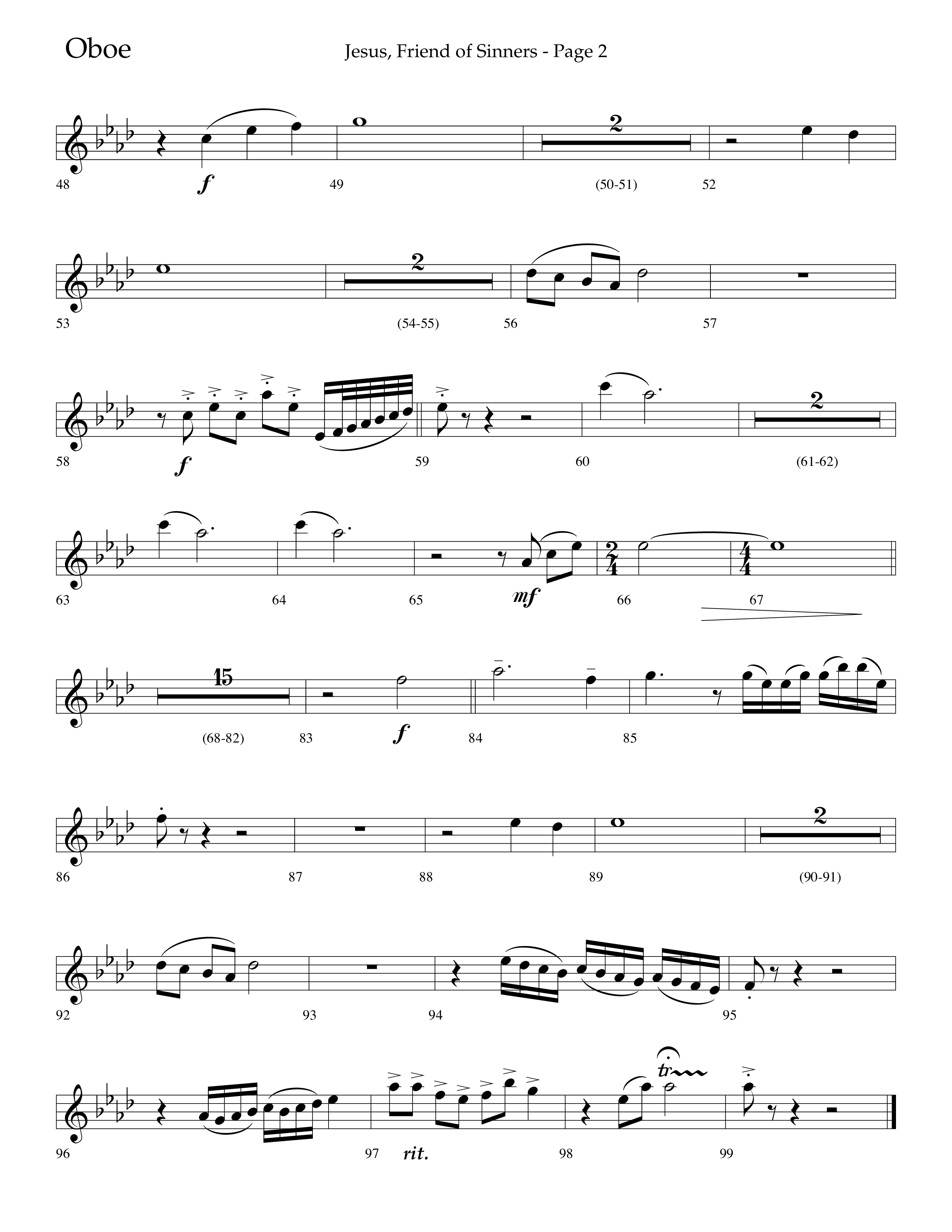 Jesus Friend Of Sinners (Choral Anthem SATB) Oboe (Lifeway Choral / Arr. Russell Mauldin)