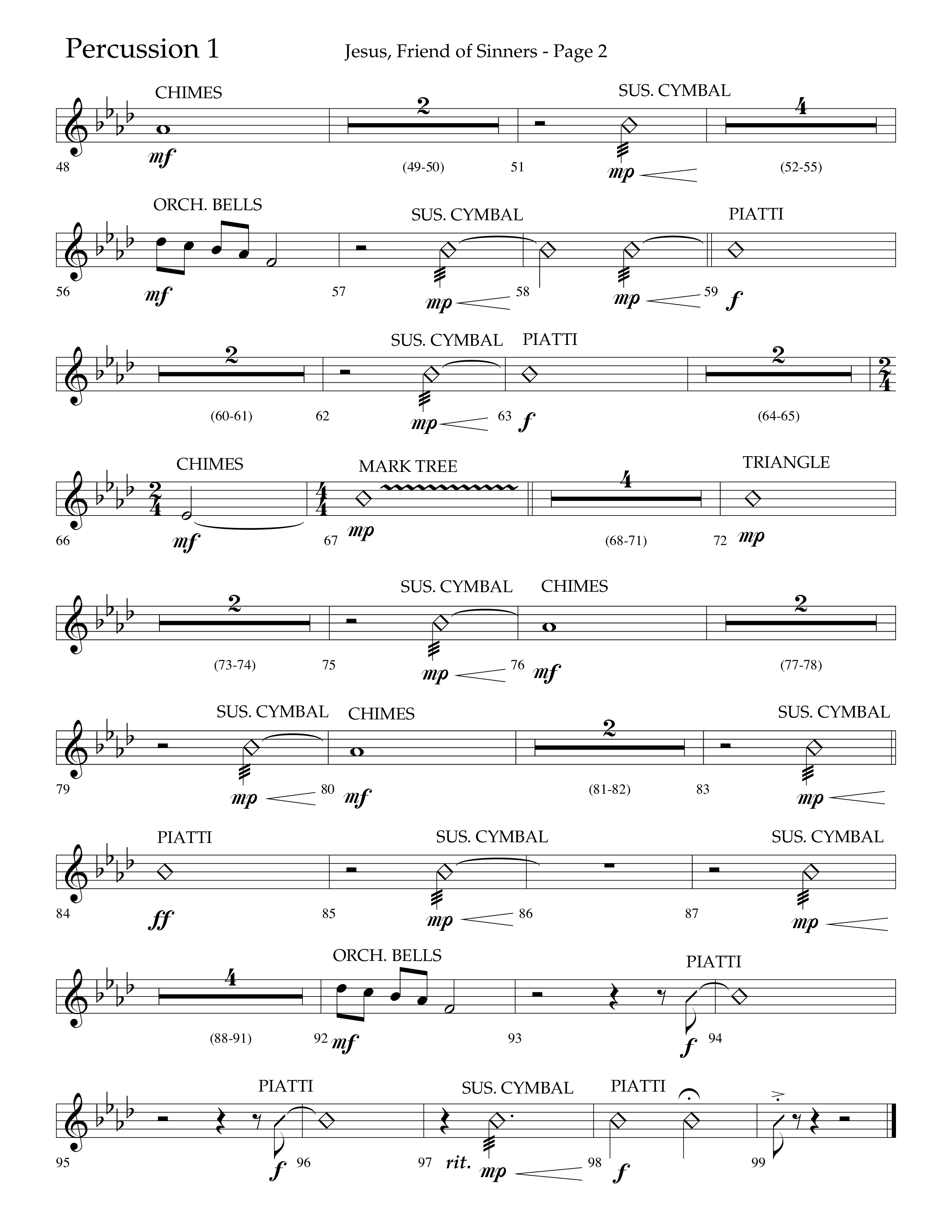 Jesus Friend Of Sinners (Choral Anthem SATB) Percussion 1/2 (Lifeway Choral / Arr. Russell Mauldin)