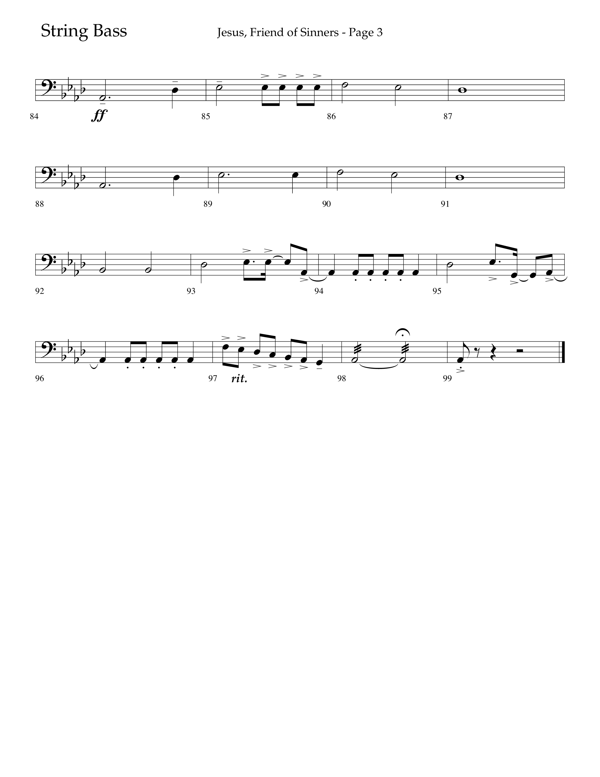 Jesus Friend Of Sinners (Choral Anthem SATB) String Bass (Lifeway Choral / Arr. Russell Mauldin)