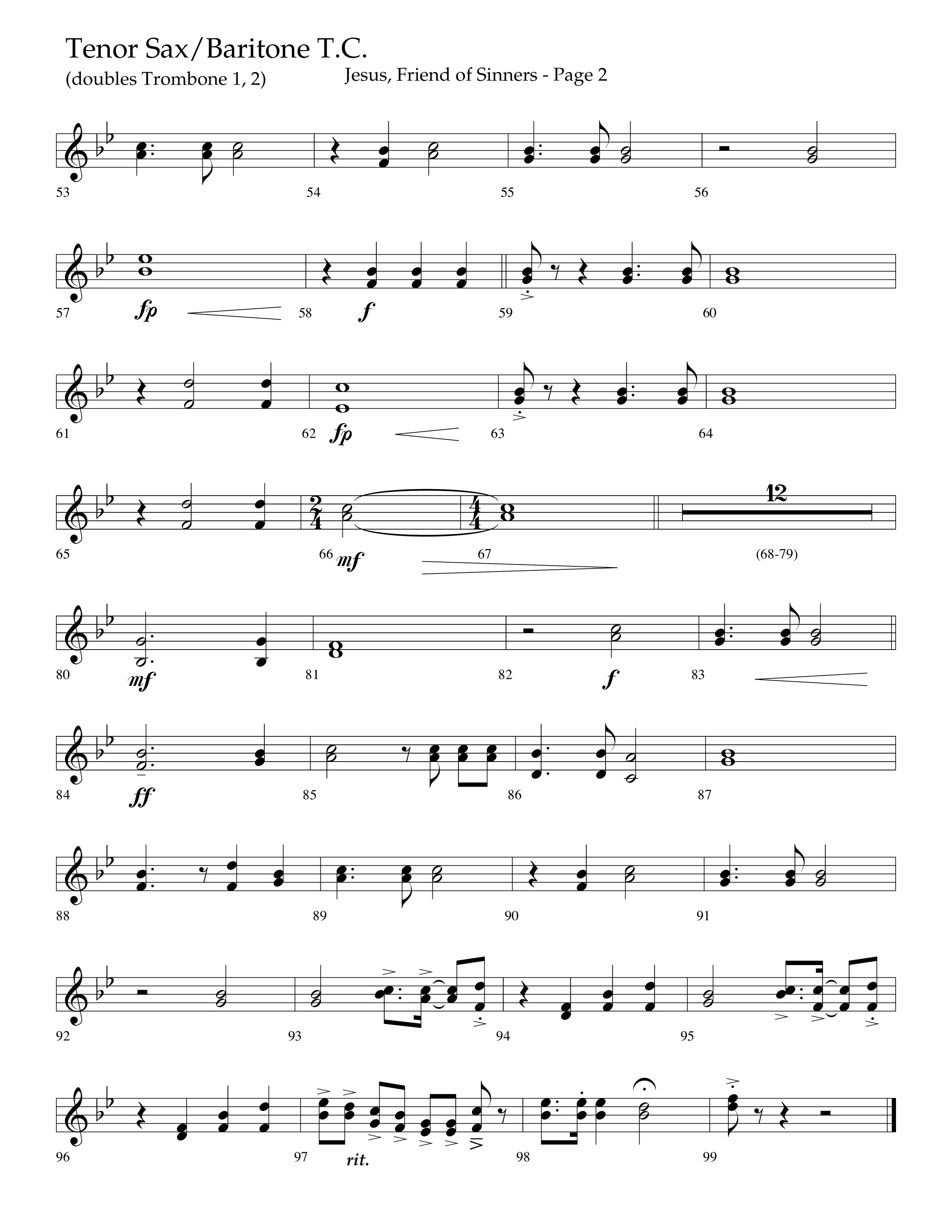 Jesus Friend Of Sinners (Choral Anthem SATB) Tenor Sax/Baritone T.C. (Lifeway Choral / Arr. Russell Mauldin)