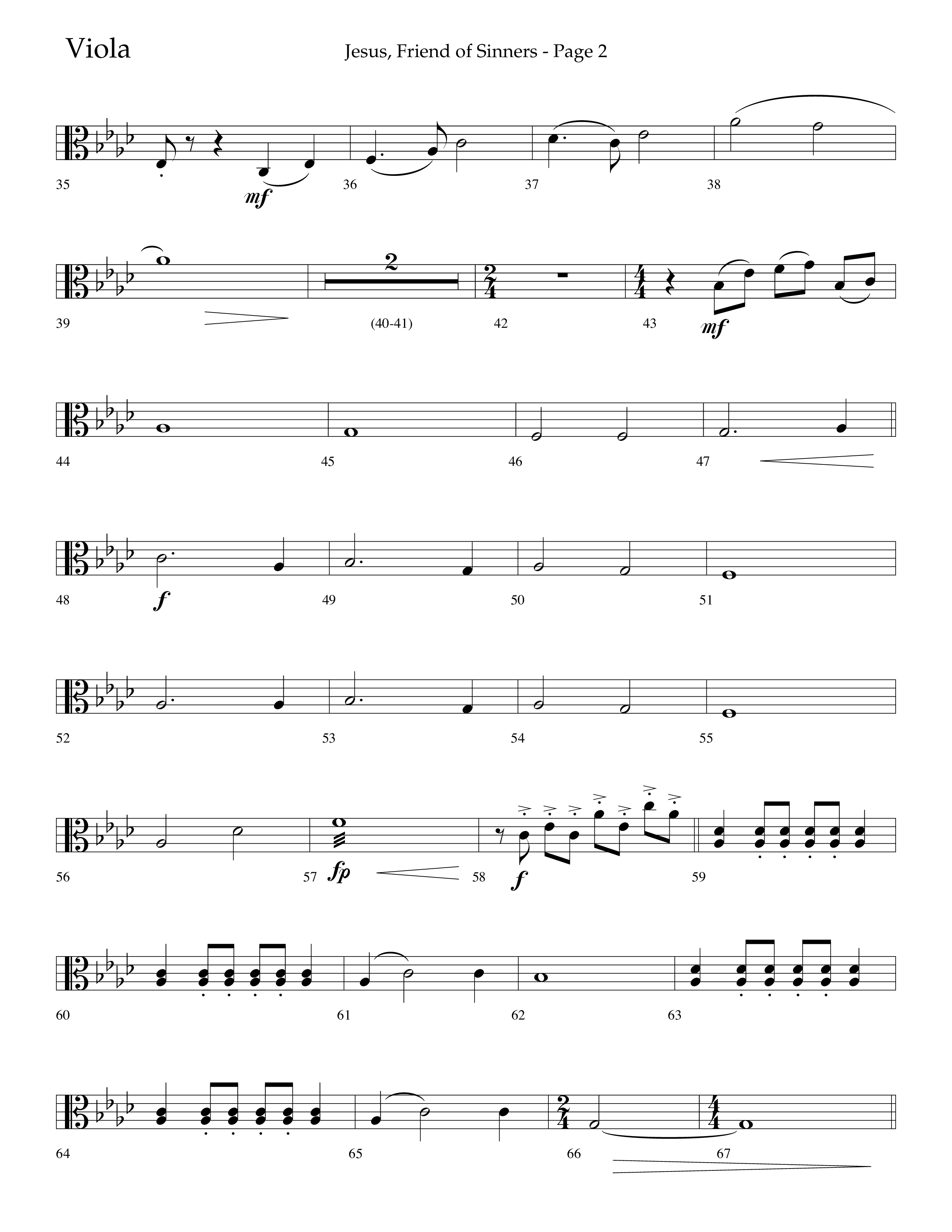 Jesus Friend Of Sinners (Choral Anthem SATB) Viola (Lifeway Choral / Arr. Russell Mauldin)