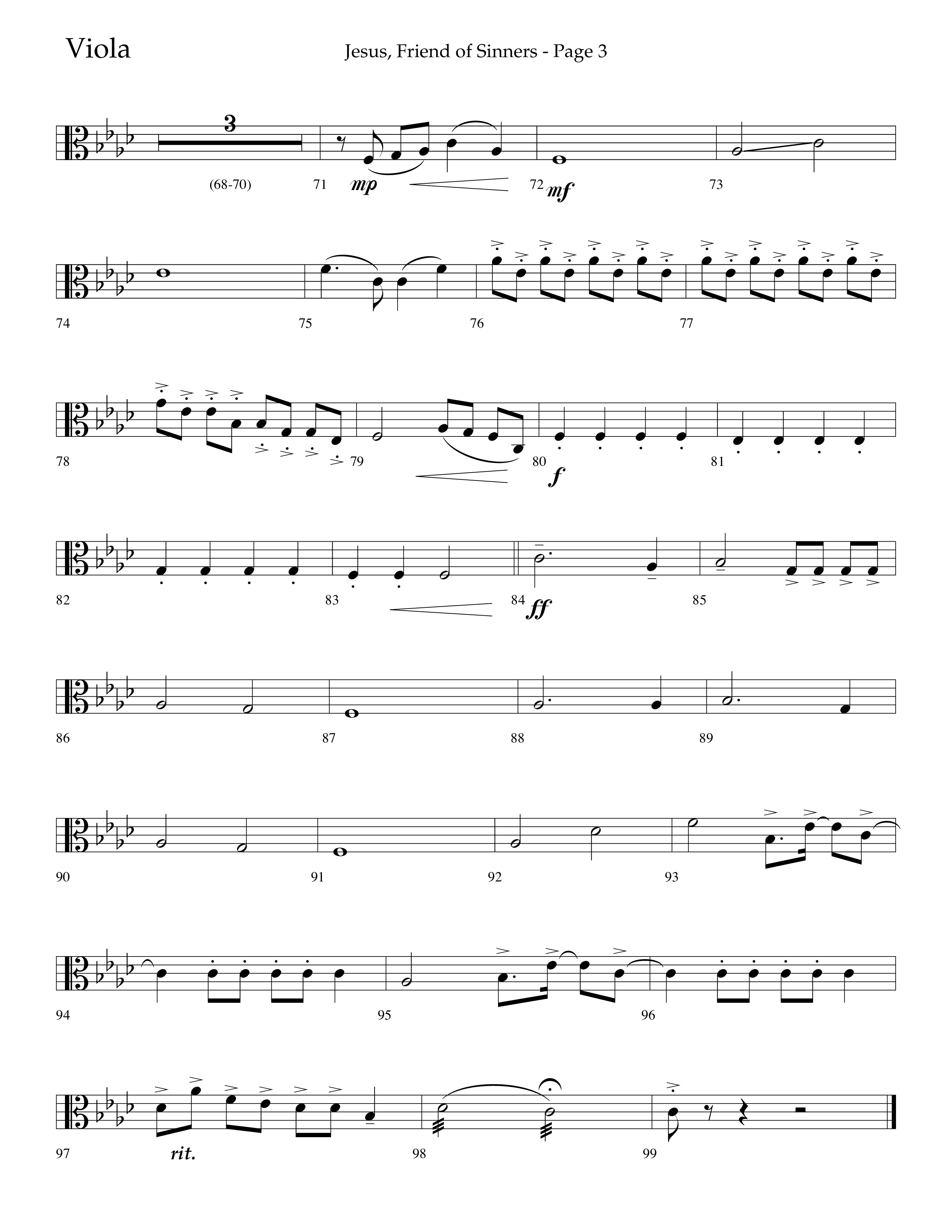 Jesus Friend Of Sinners (Choral Anthem SATB) Viola (Lifeway Choral / Arr. Russell Mauldin)