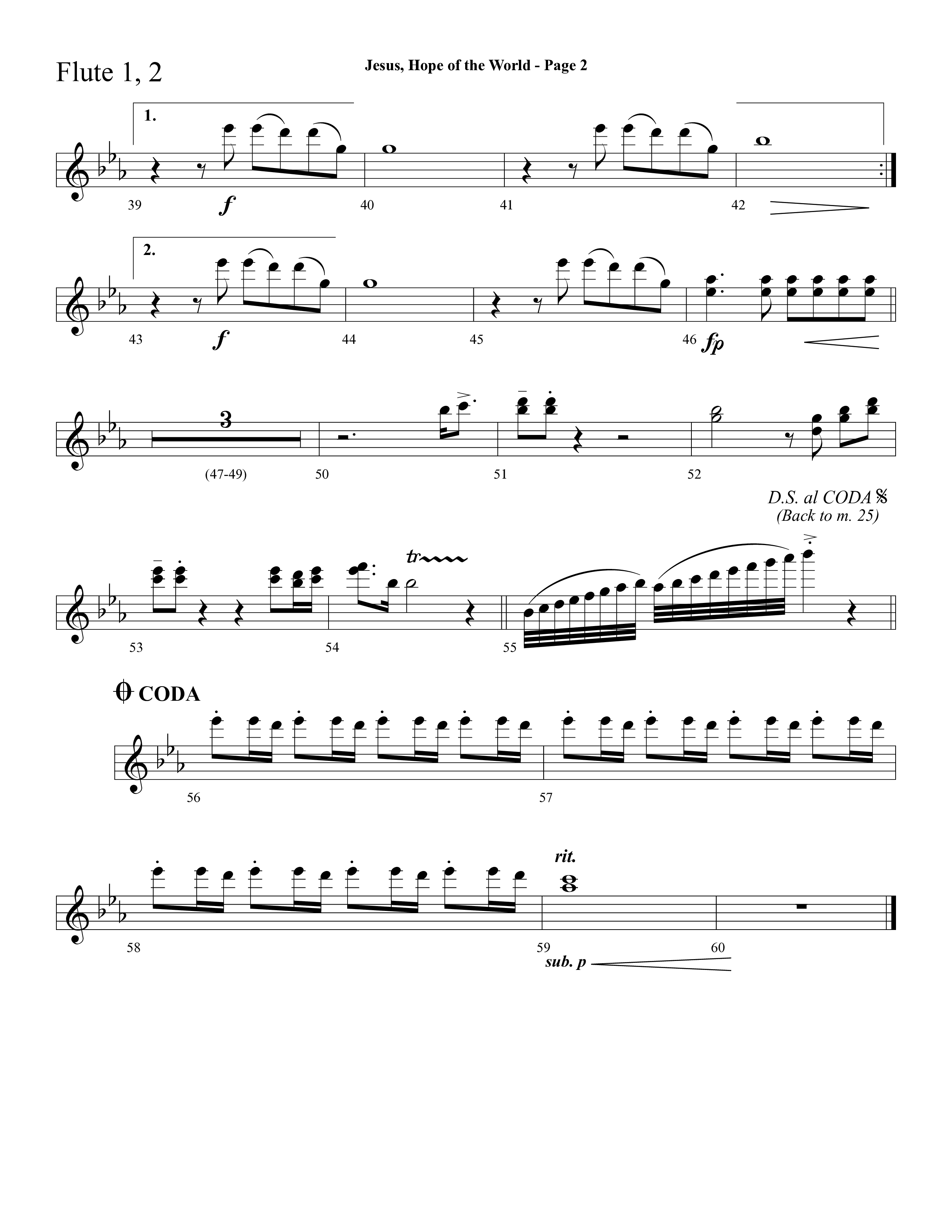 Jesus Hope Of The World (Choral Anthem SATB) Flute 1/2 (Lifeway Choral / Arr. Mark Willard / Orch. Stephen K. Hand / Orch. Phillip Keveren)