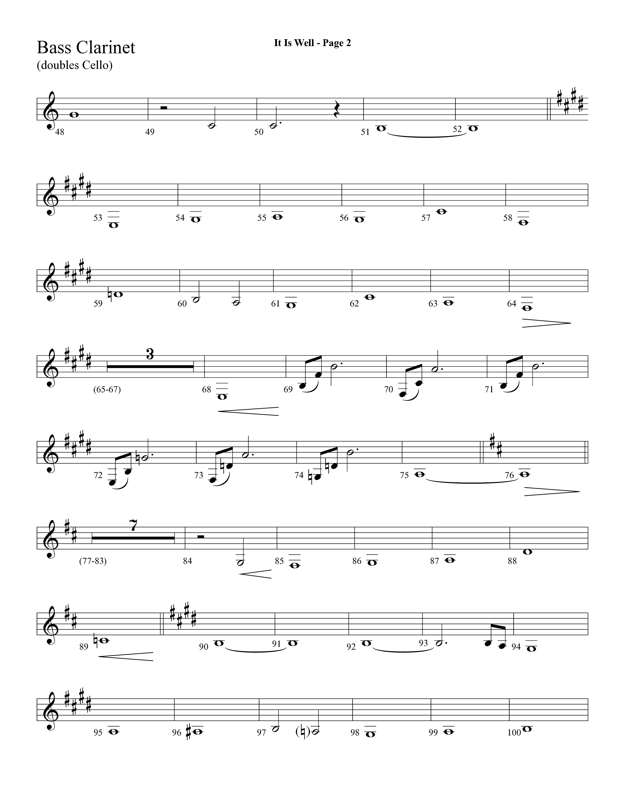 It Is Well (Choral Anthem SATB) Bass Clarinet (Lifeway Choral / Arr. Dave Williamson)