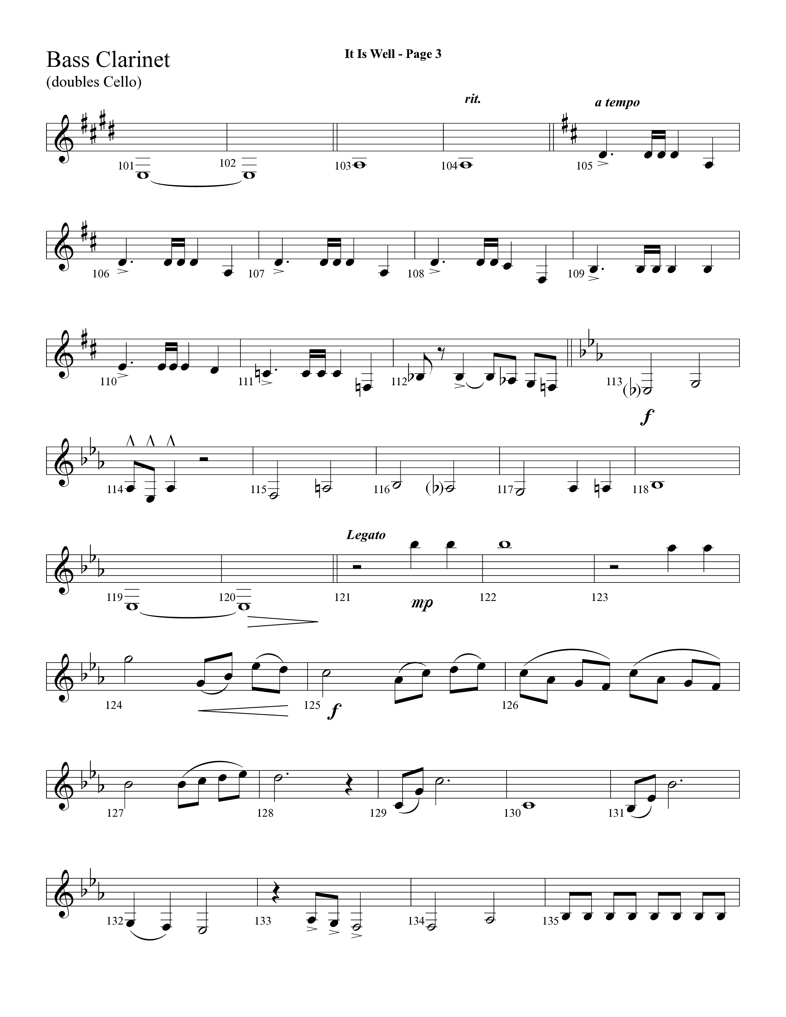 It Is Well (Choral Anthem SATB) Bass Clarinet (Lifeway Choral / Arr. Dave Williamson)