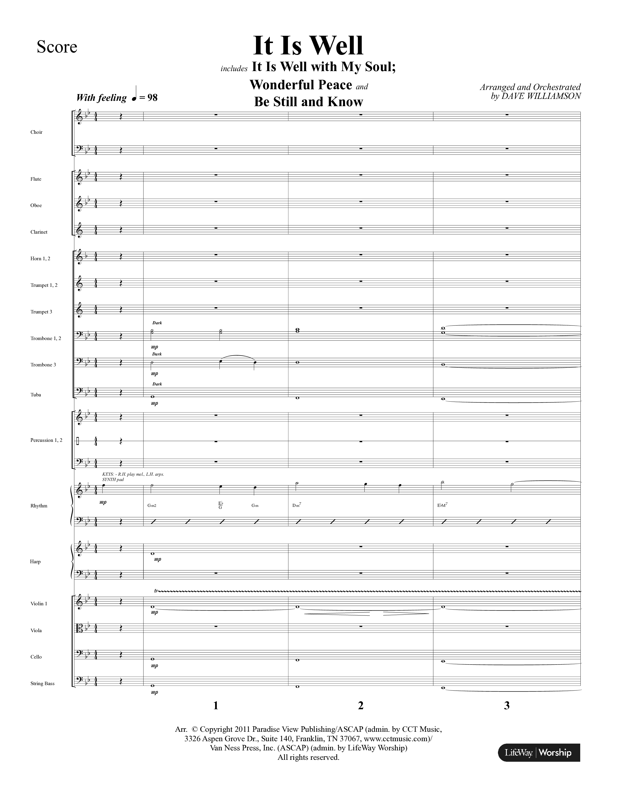 It Is Well (Choral Anthem SATB) Conductor's Score (Lifeway Choral / Arr. Dave Williamson)
