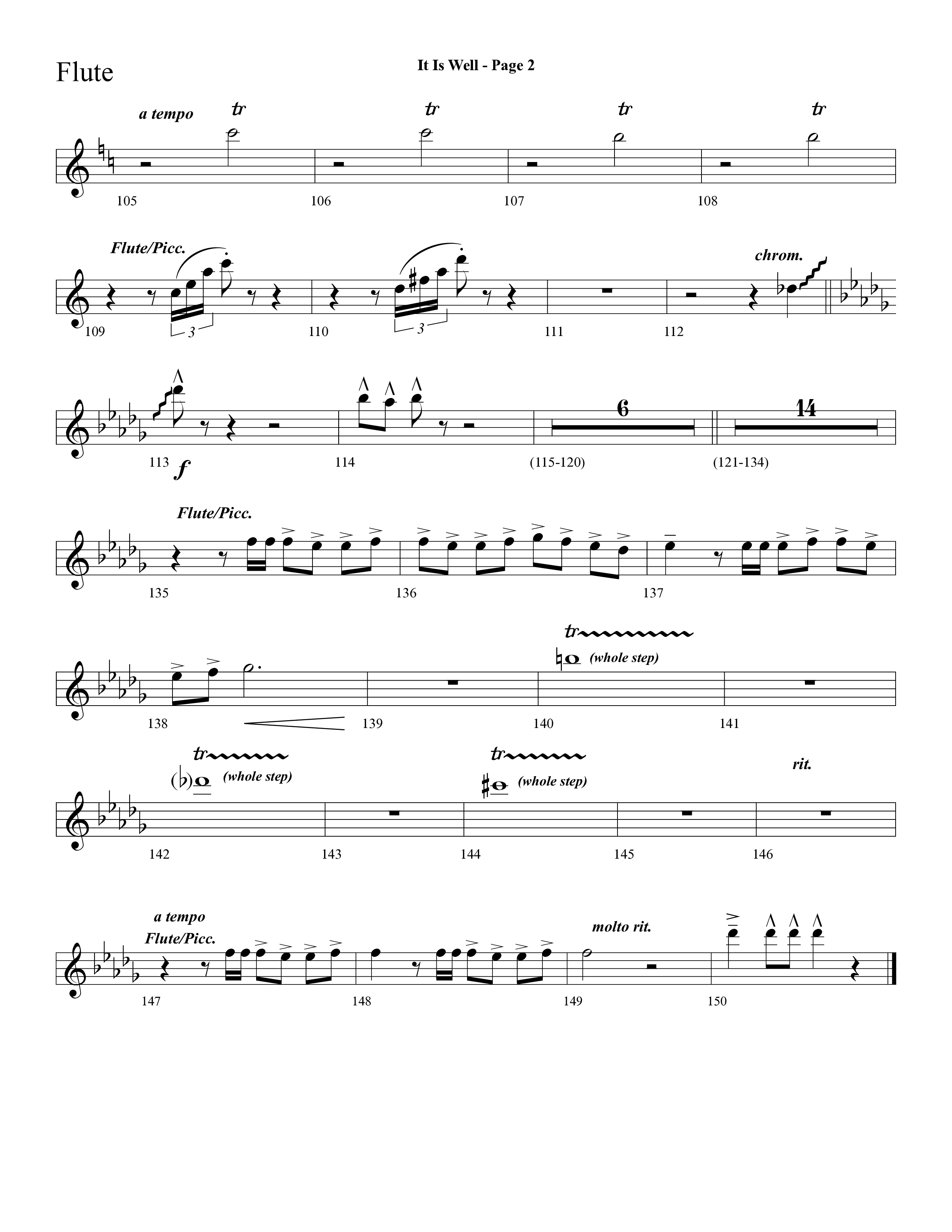 It Is Well (Choral Anthem SATB) Flute (Lifeway Choral / Arr. Dave Williamson)