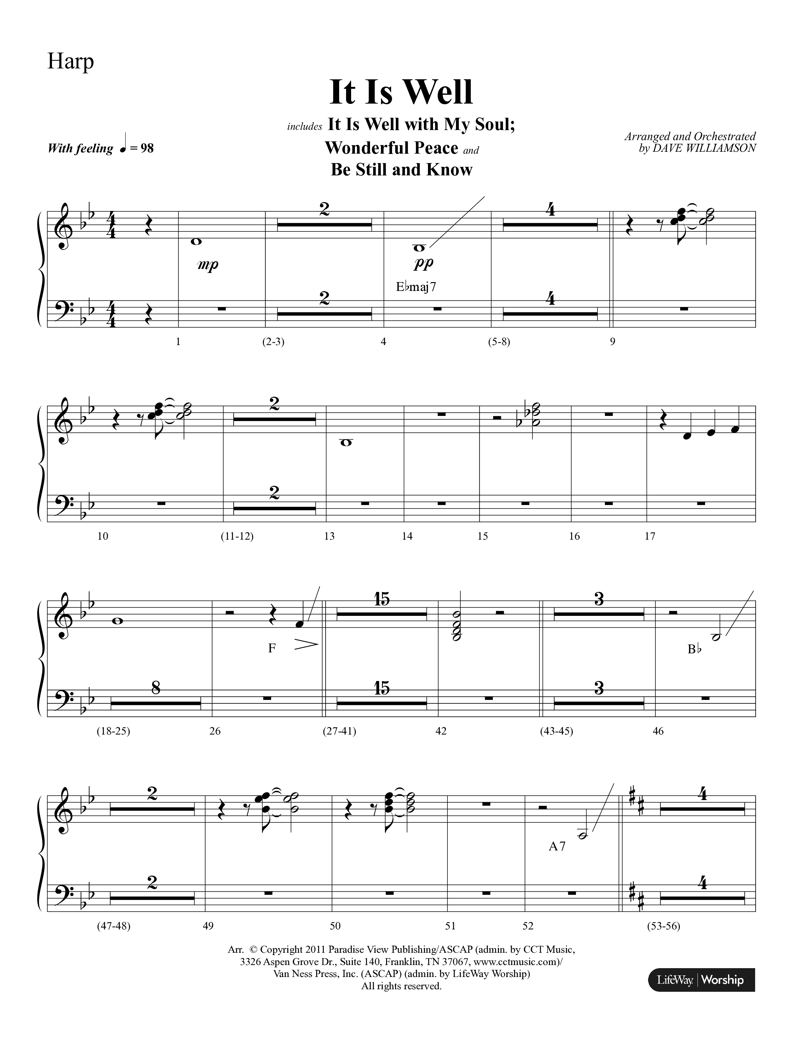 It Is Well (Choral Anthem SATB) Harp (Lifeway Choral / Arr. Dave Williamson)