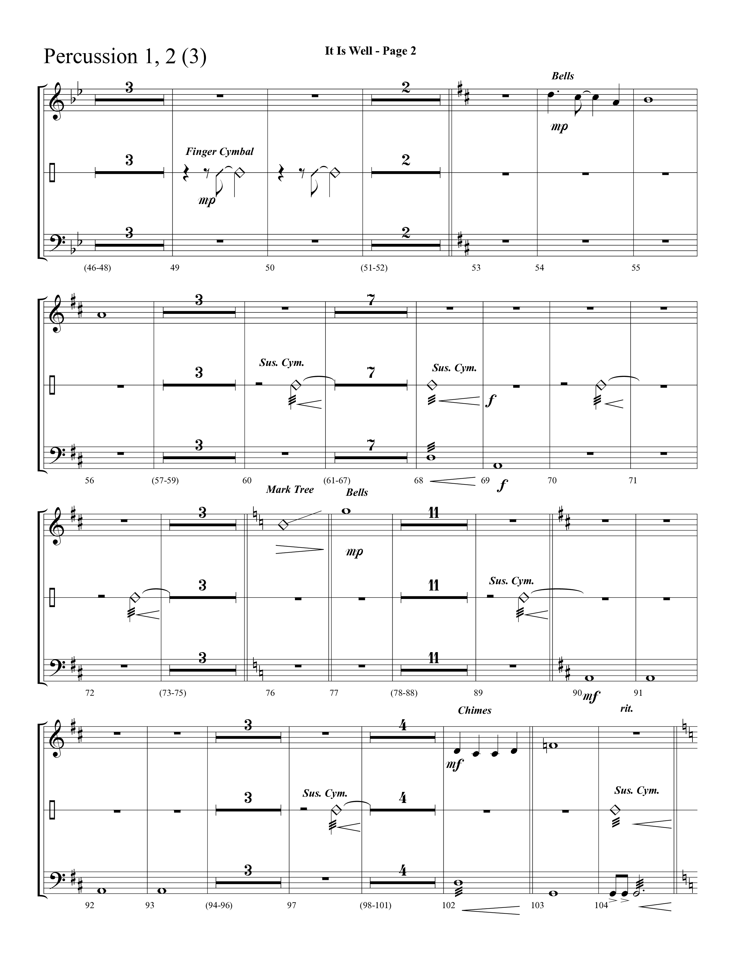It Is Well (Choral Anthem SATB) Percussion 1/2 (Lifeway Choral / Arr. Dave Williamson)