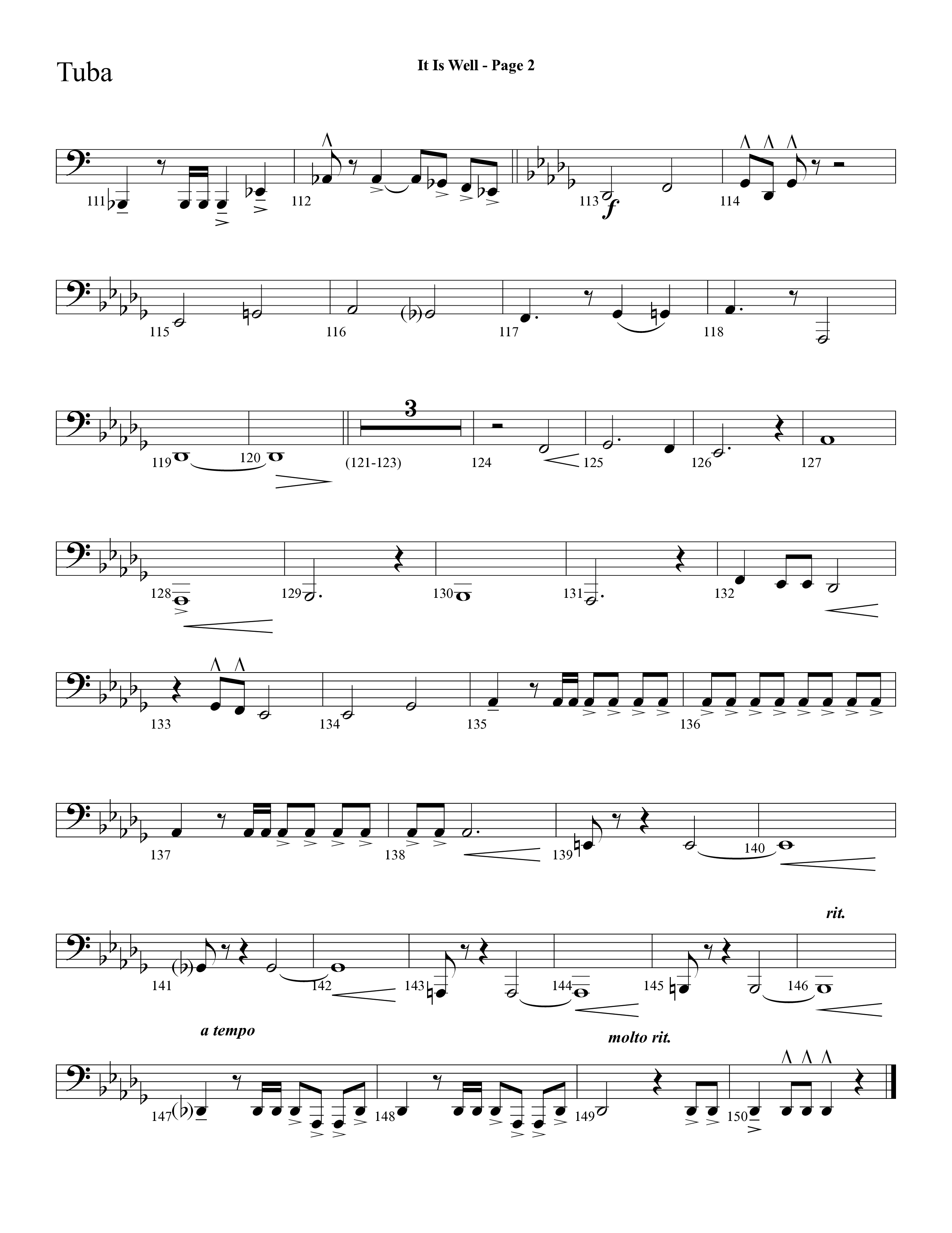 It Is Well (Choral Anthem SATB) Tuba (Lifeway Choral / Arr. Dave Williamson)